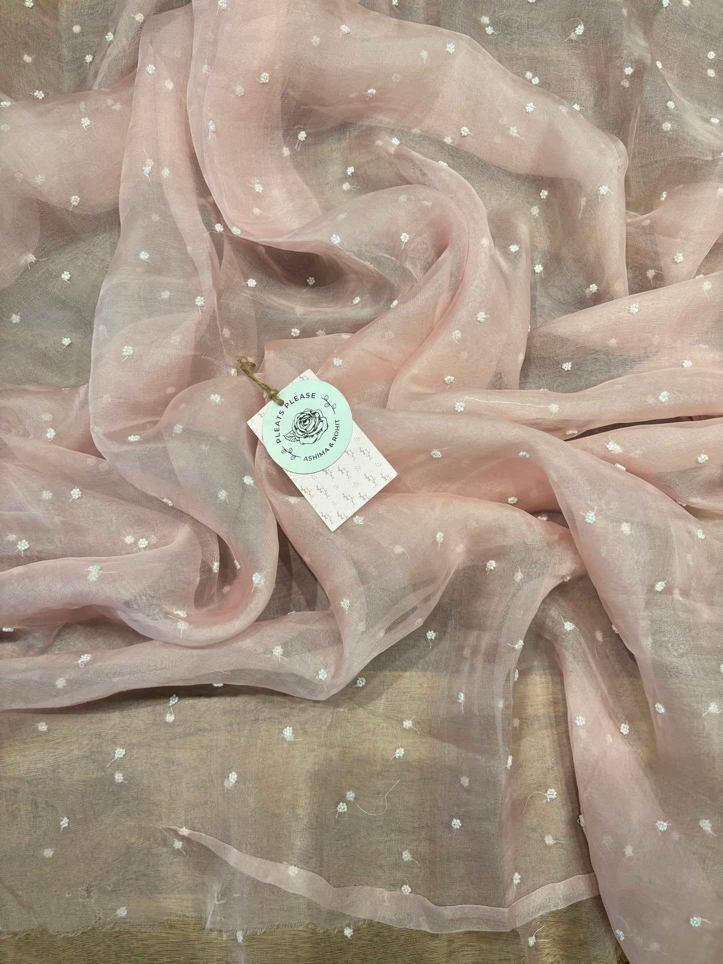 Pink Organza chikankari Kurta and dupatta set