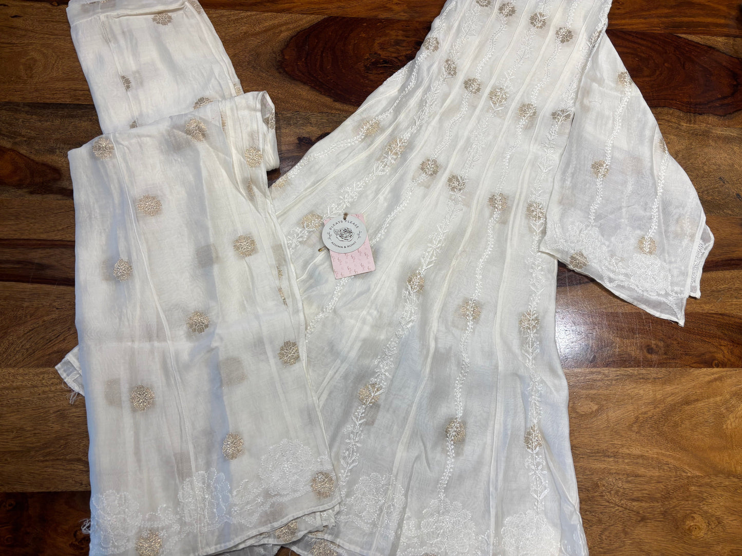 Dyeable Pure Chanderi Silk Chikankari kalidar co-ord set