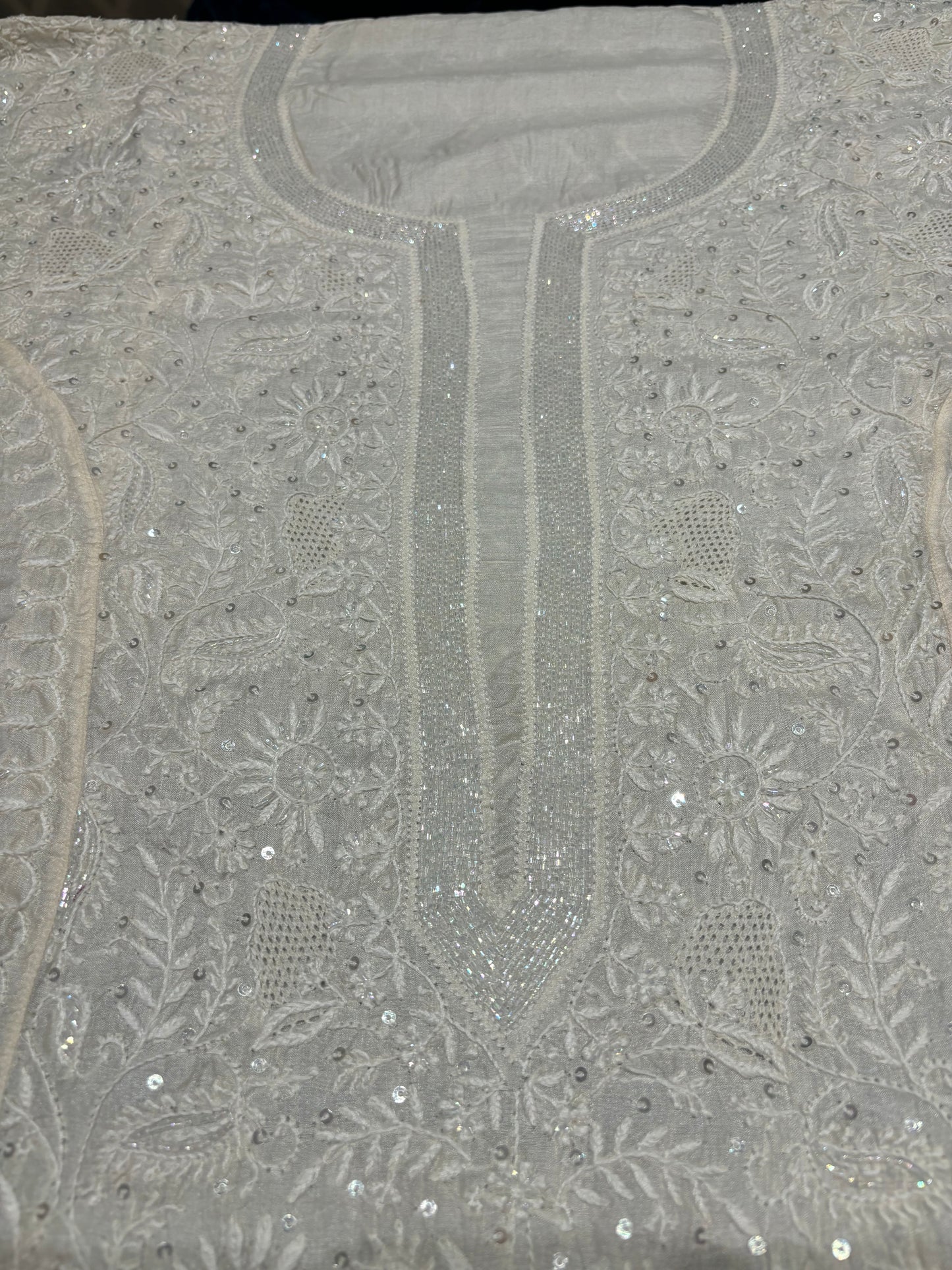 Dyeable Silk Chikankari Kurta and dupatta