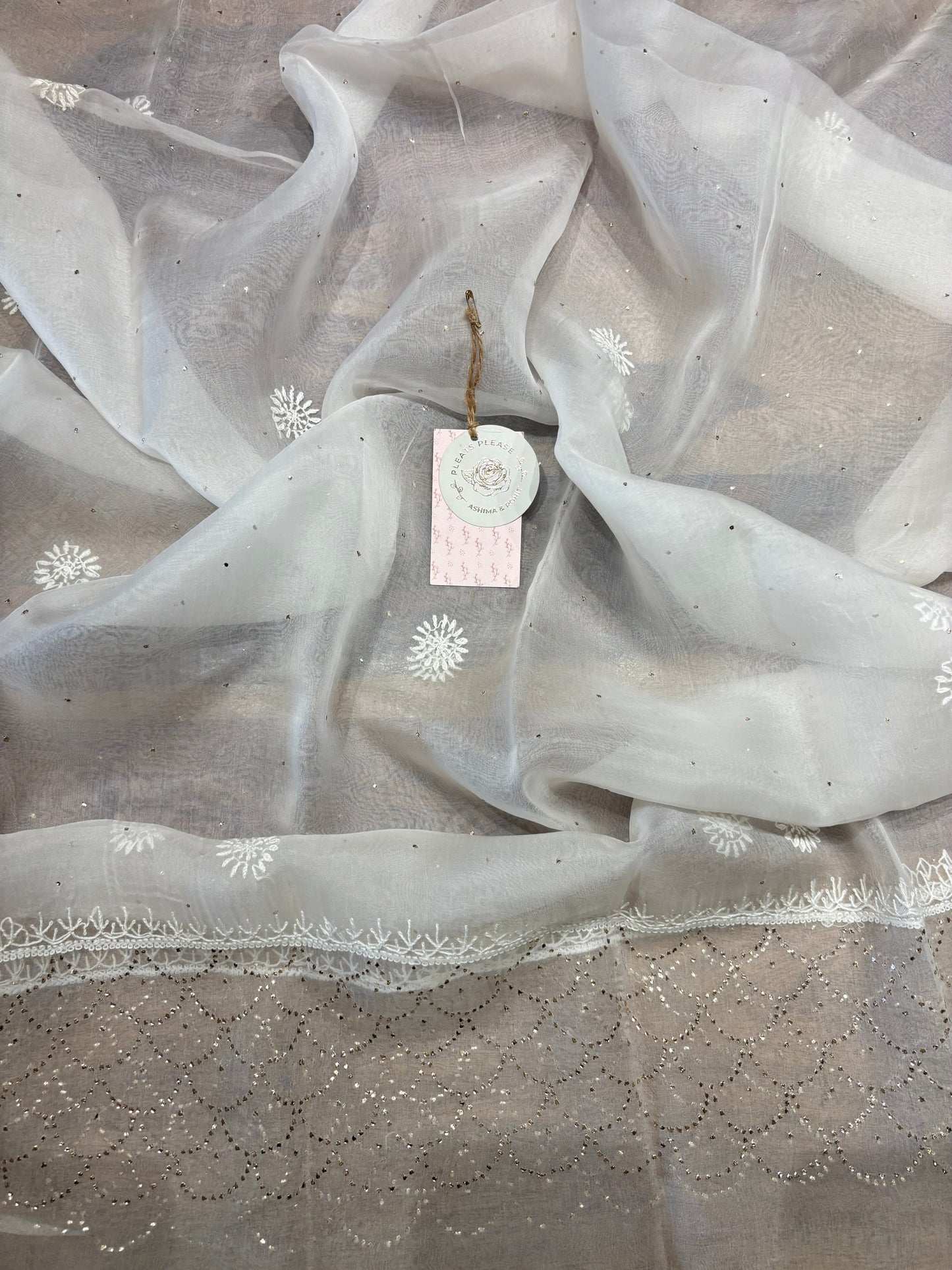 Dyeable Organza Chikankari Anarkali and Dupatta