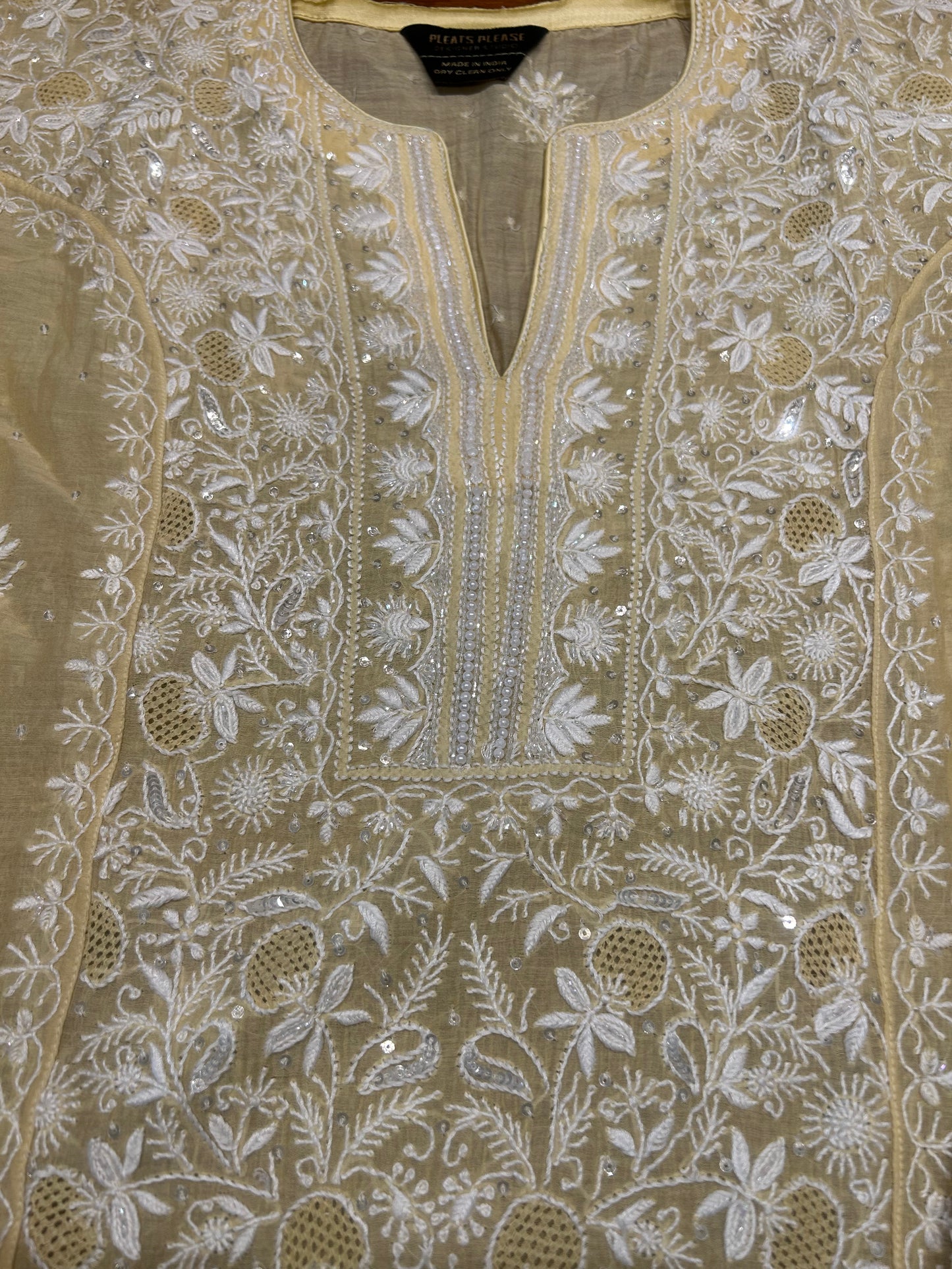 Butter Yellow Chanderi Mul Chikankari Kurta and Dupatta
