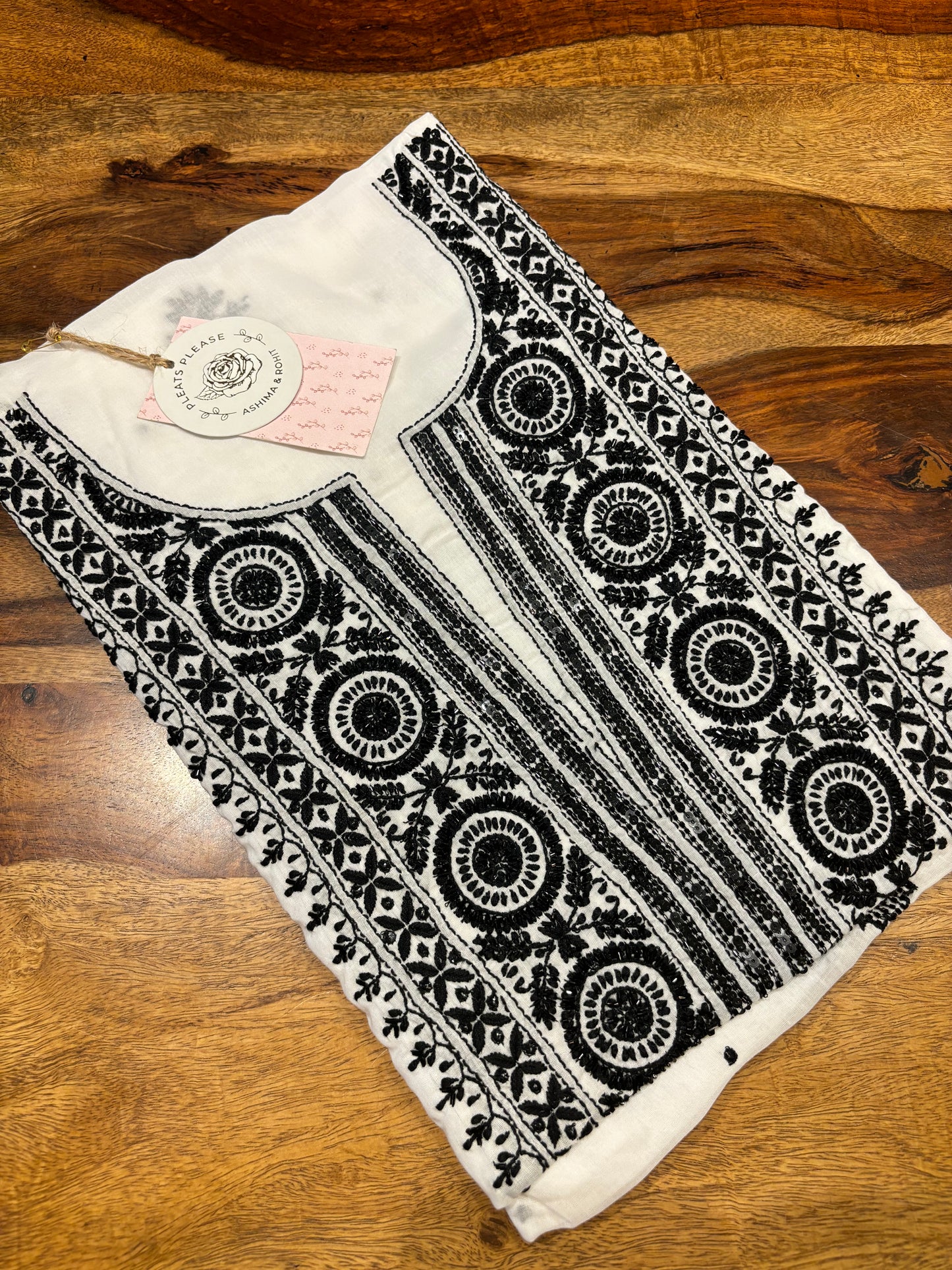 White Mul Chikankari Kurta Fabric