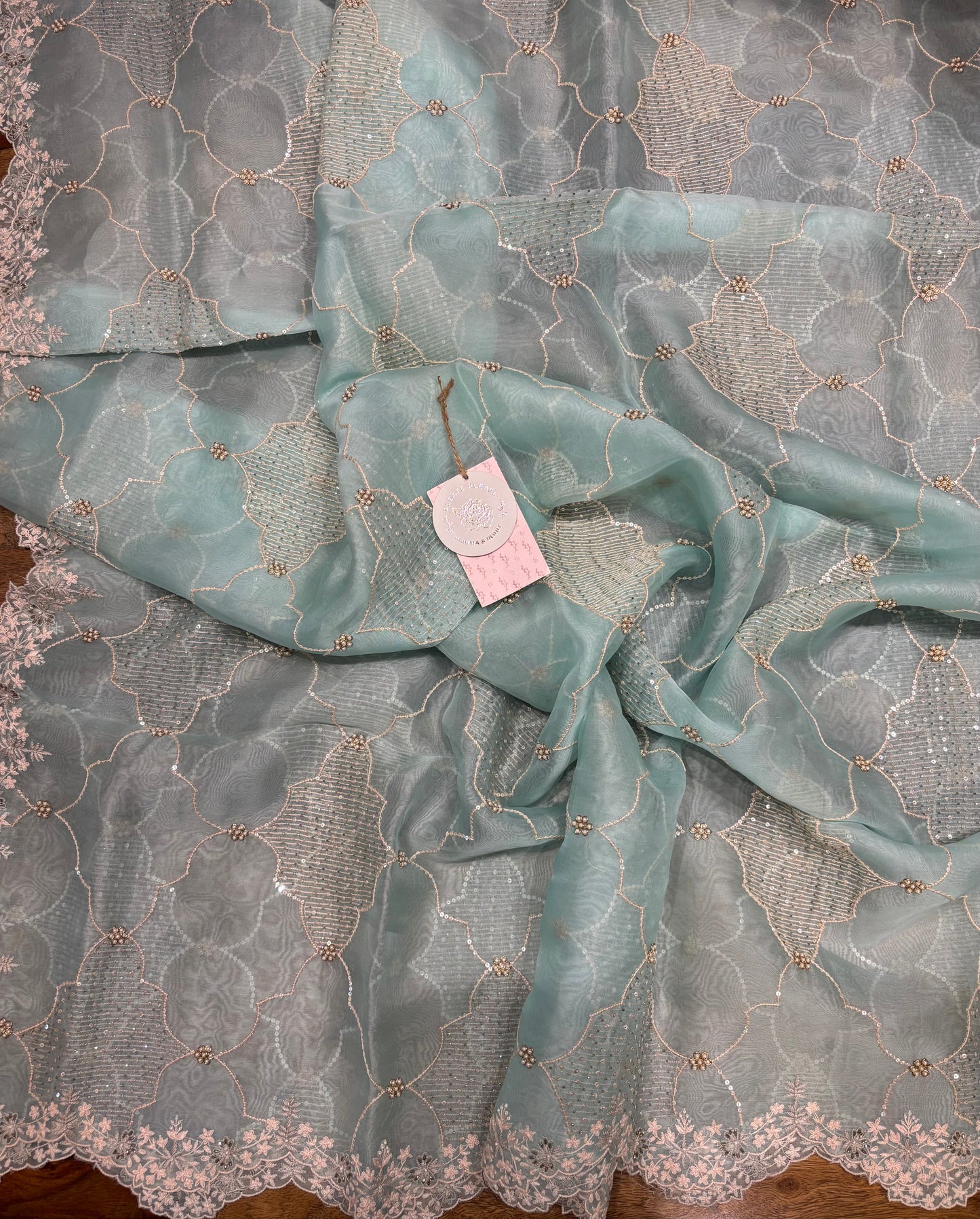 Blue Pure Georgette Chikankari Kurta and Organza Dupatta