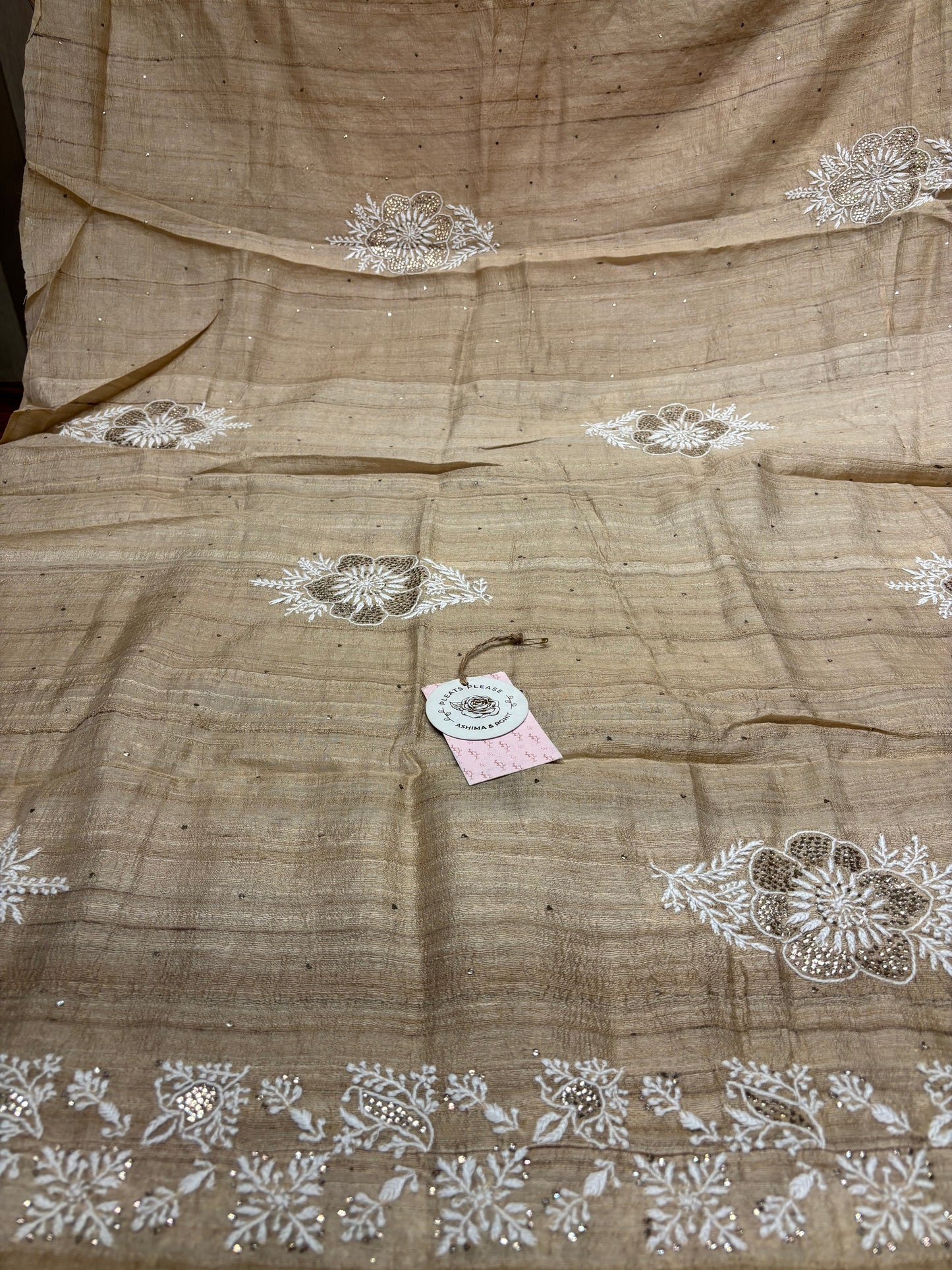 Dyeable  Silk Chikankari and Mukaish Dupatta
