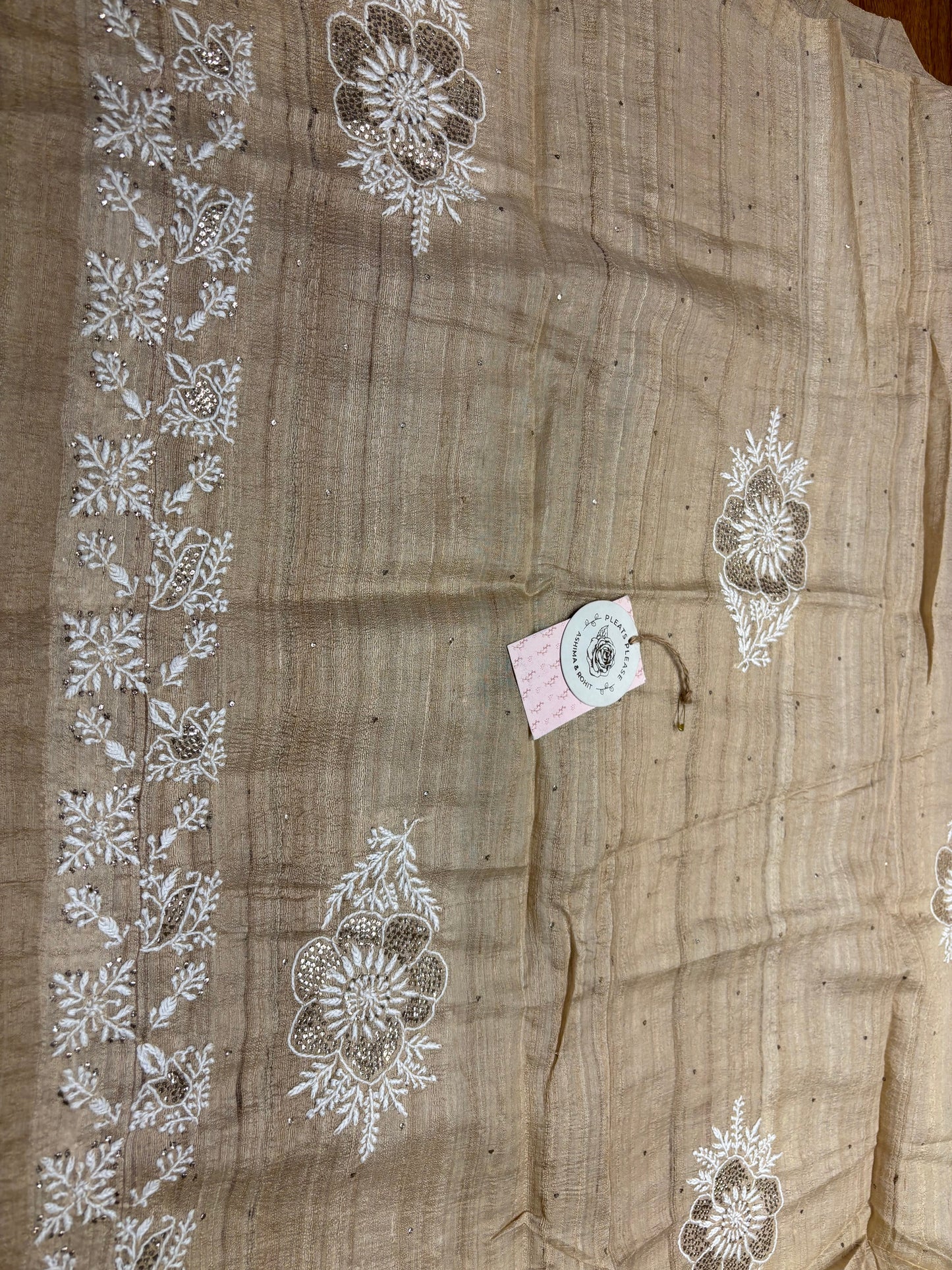 Dyeable  Silk Chikankari and Mukaish Dupatta
