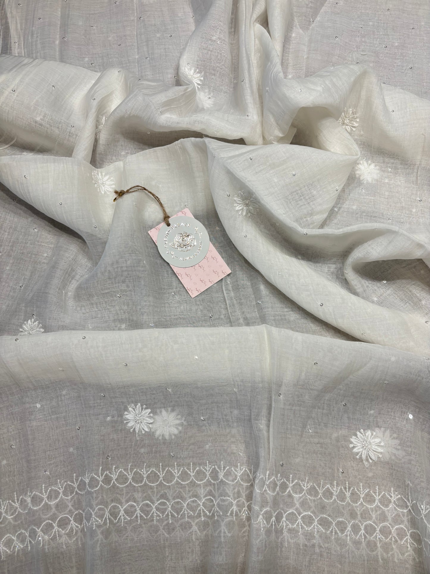 Dyeable Chanderi Mul Chikankari Kurta and Dupatta