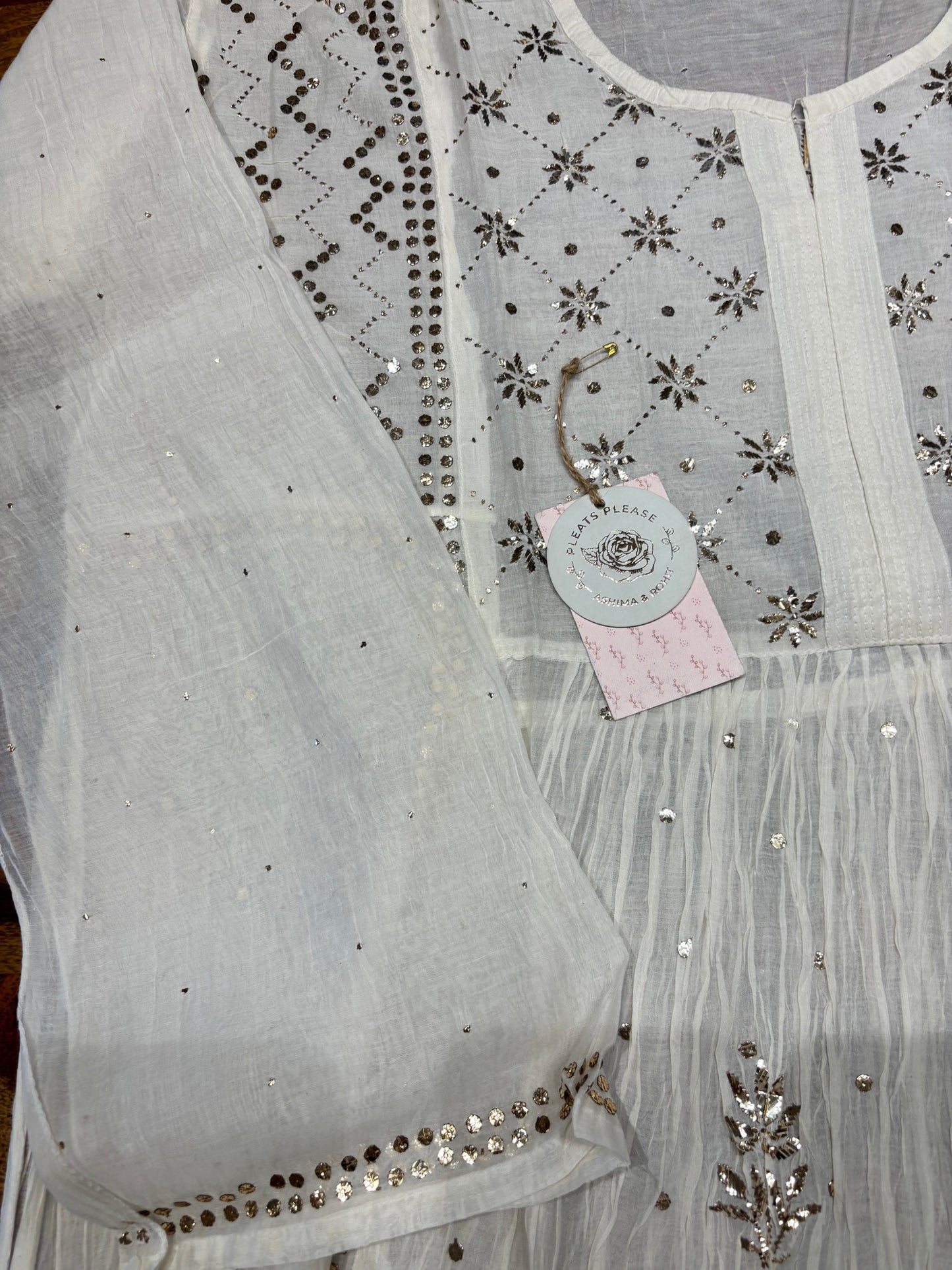 Dyeable Chanderi Mul Mukaish Aline Kurta And Dupatta Set