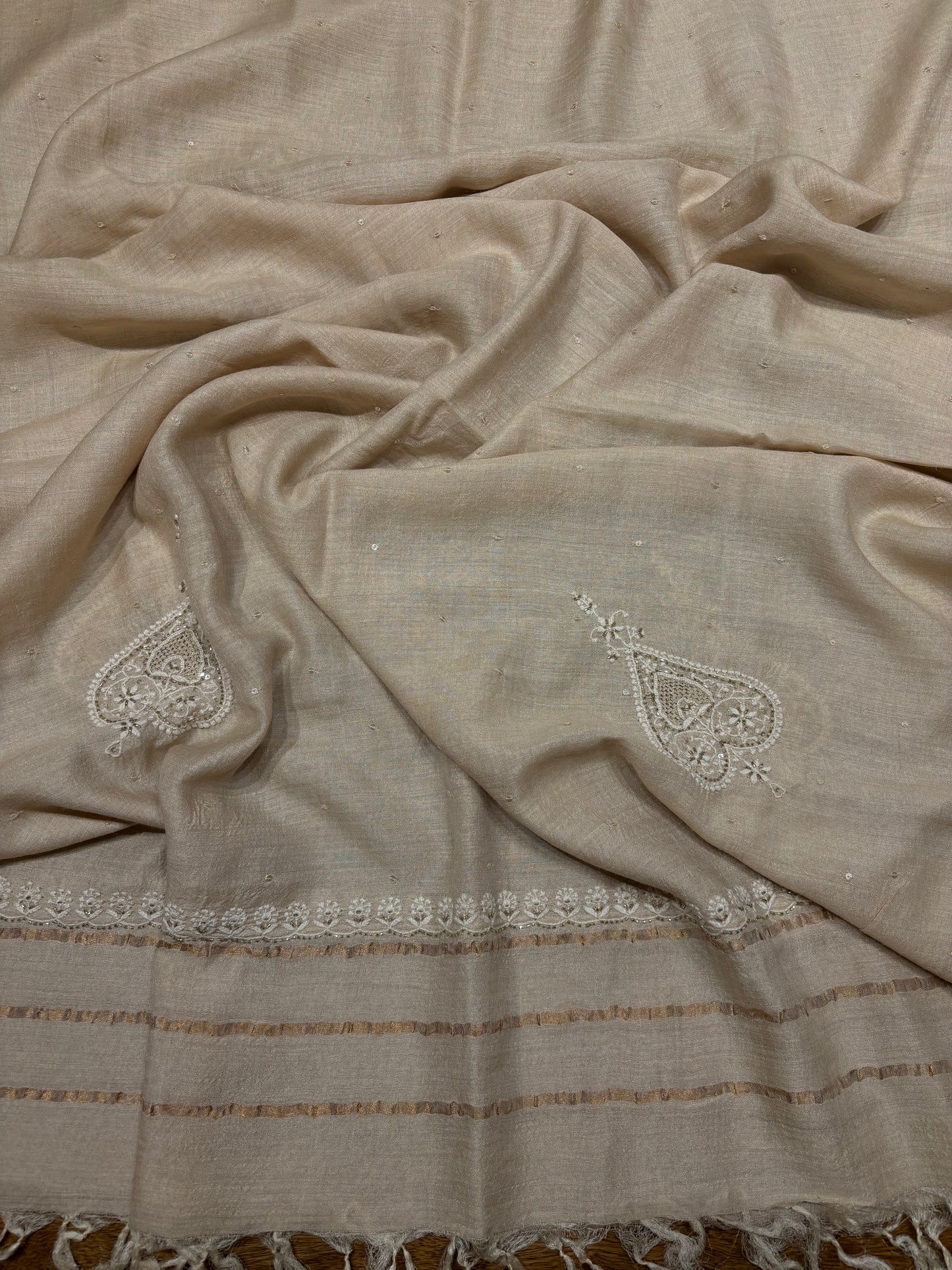 Dyeable Natural Silk Chikankari Kurta and Dupatta