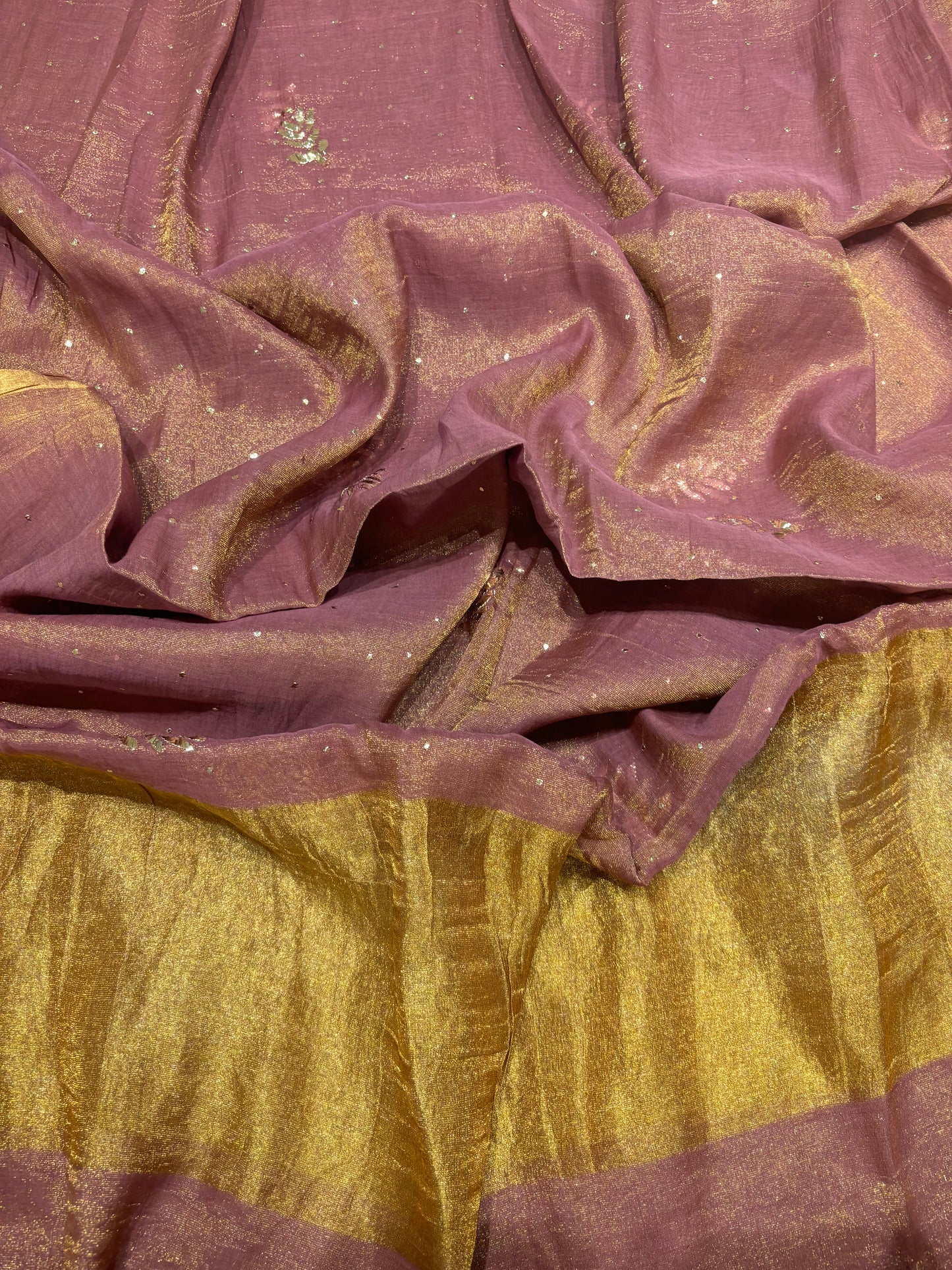 Garnet Pure Tissue Badla Kurta and Dupatta Fabric