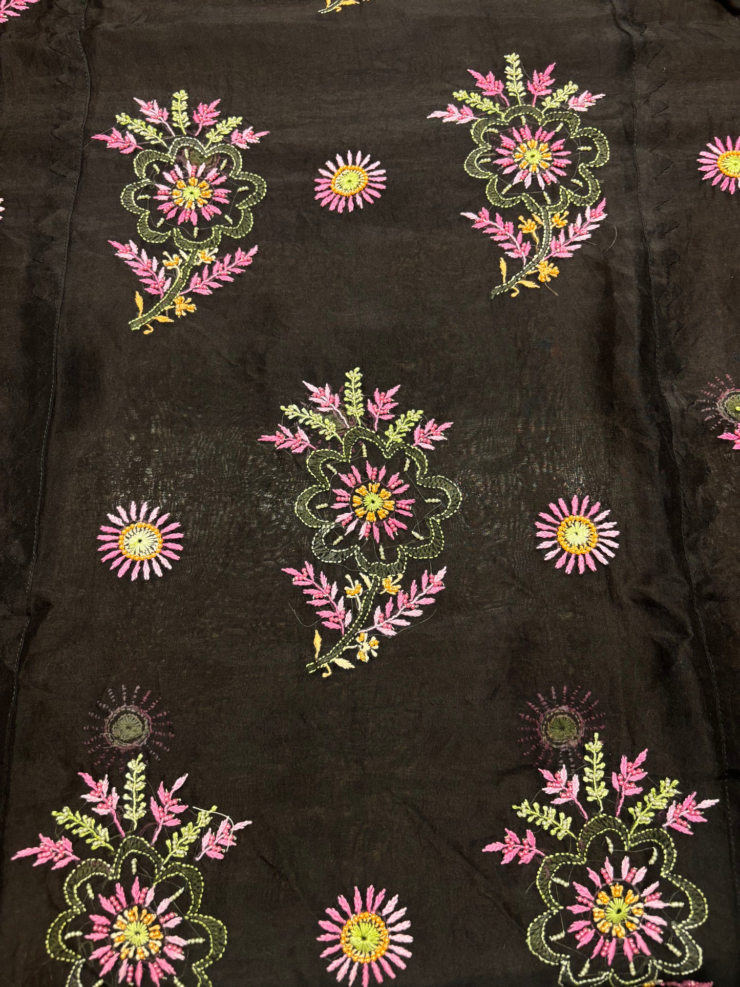 Black Organza Silk Chikankari Kurta and Dupatta
