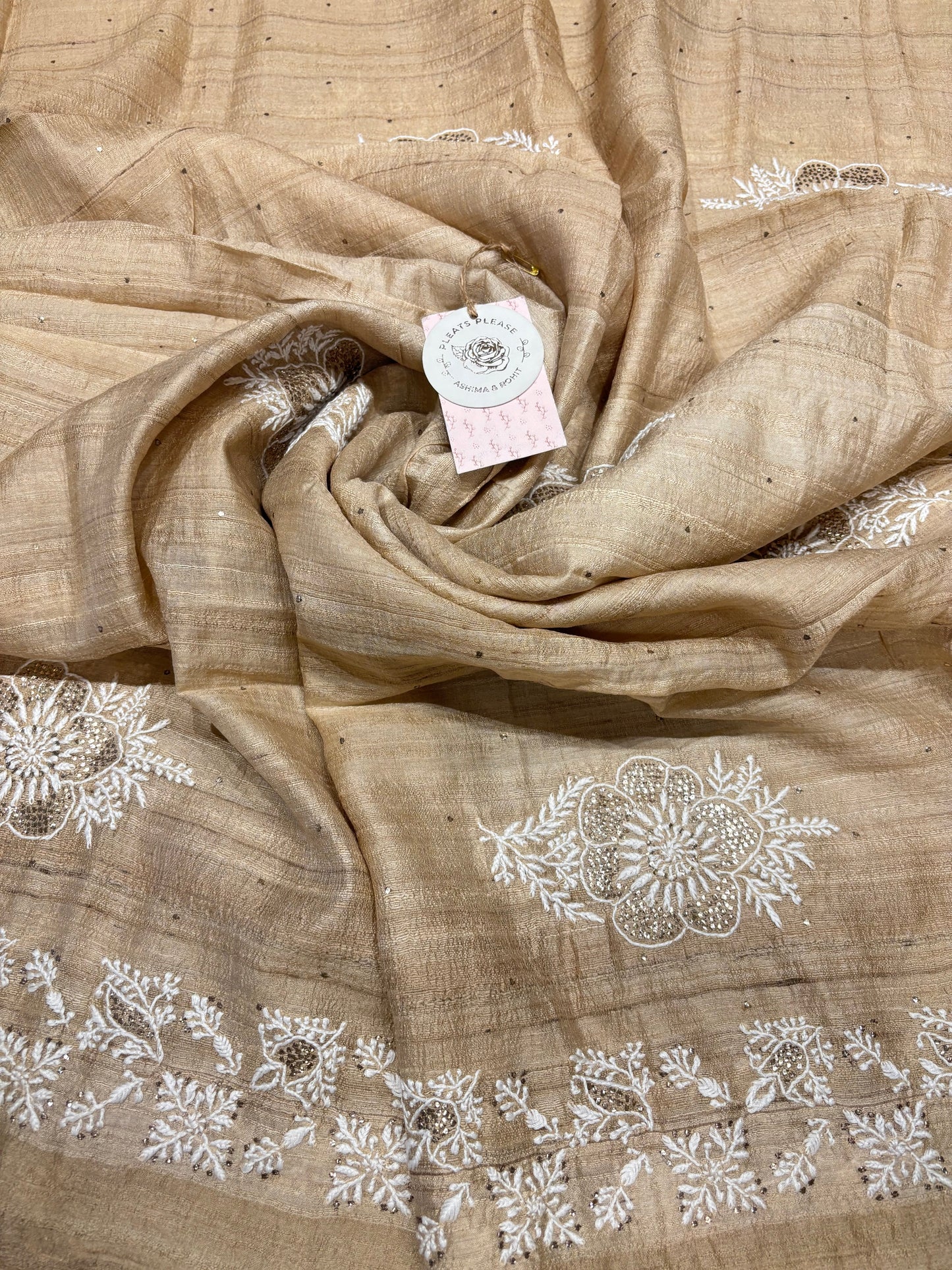 Dyeable  Silk Chikankari and Mukaish Dupatta