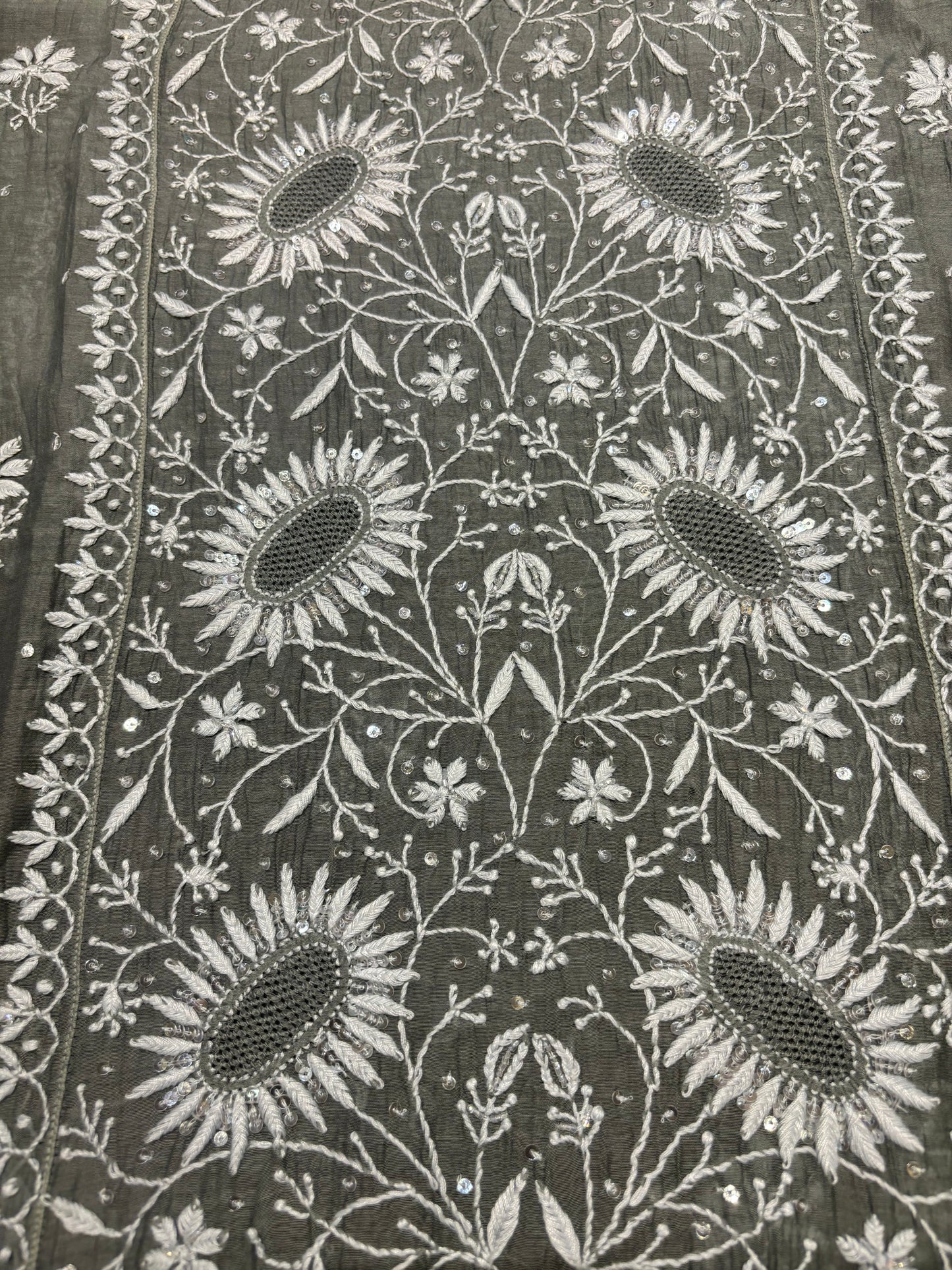 Desert Sage Chanderi Mul Chikankari Kurta and Dupatta