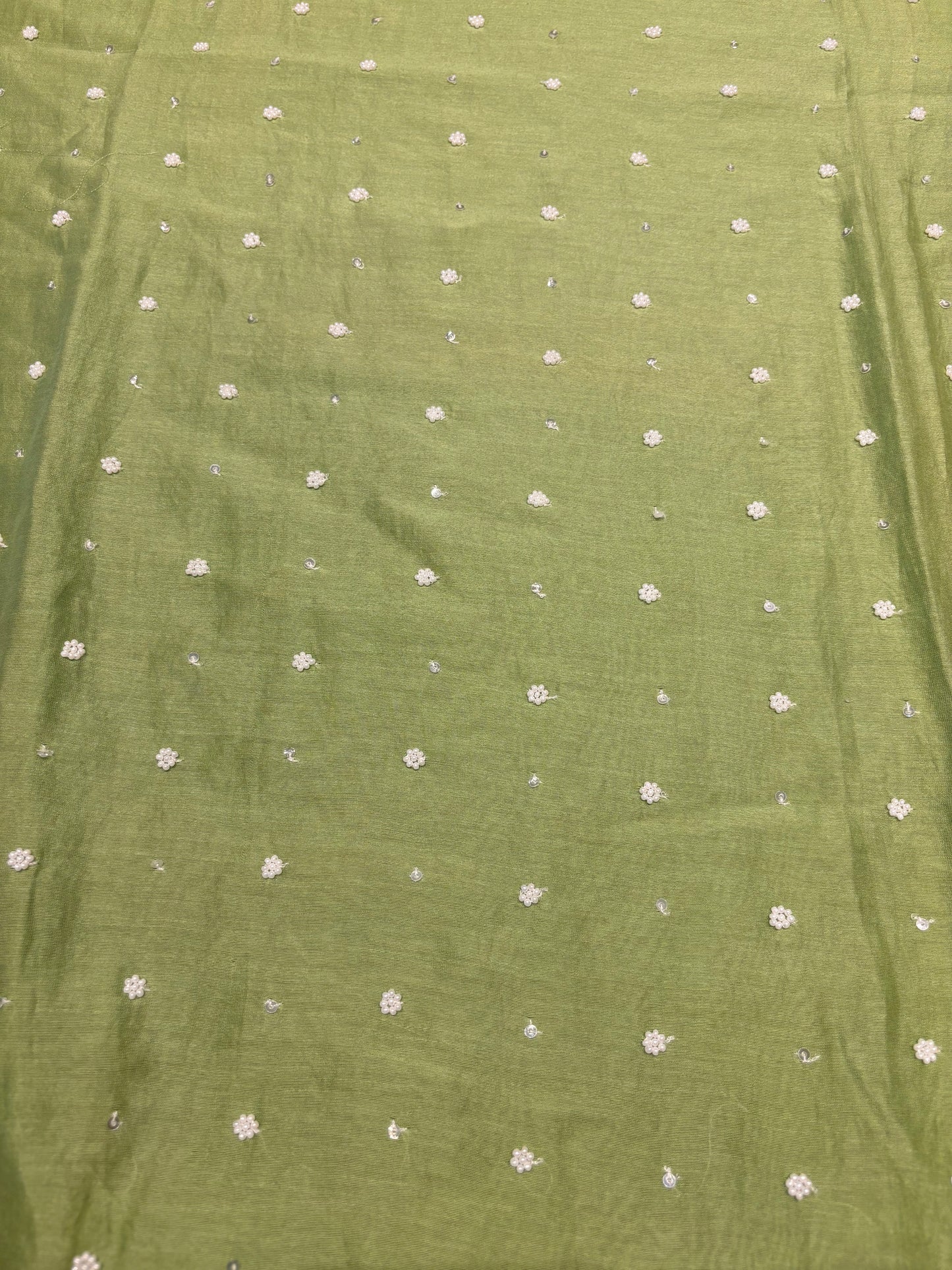 Green Chanderi Silk Chikankari Kurta and dupatta