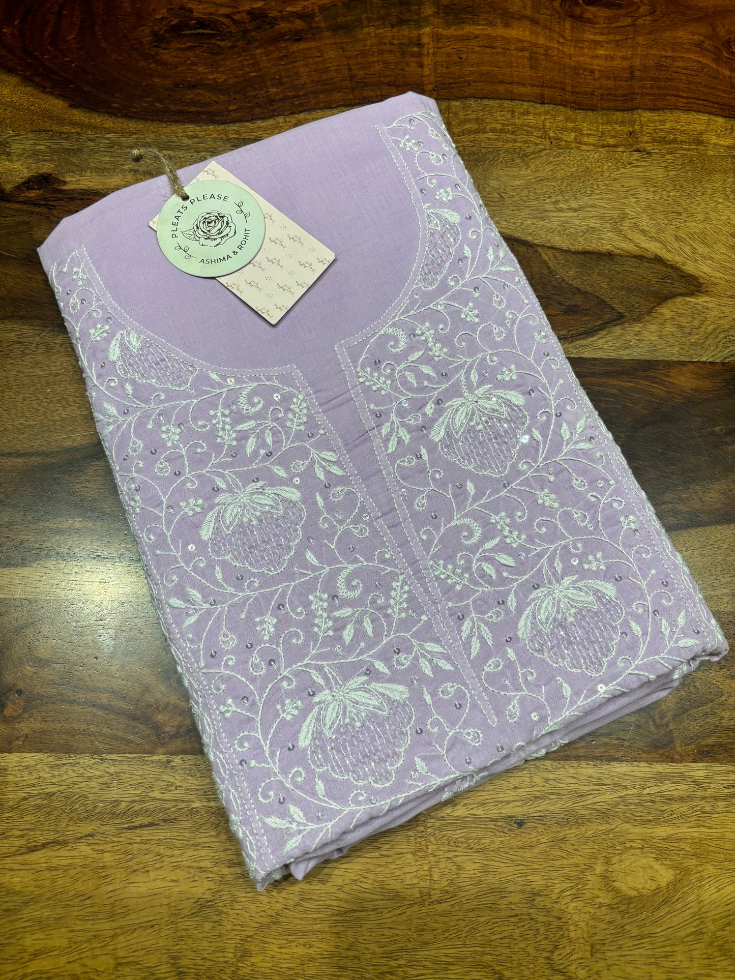Purple Mul Chikankari Kurta Fabric