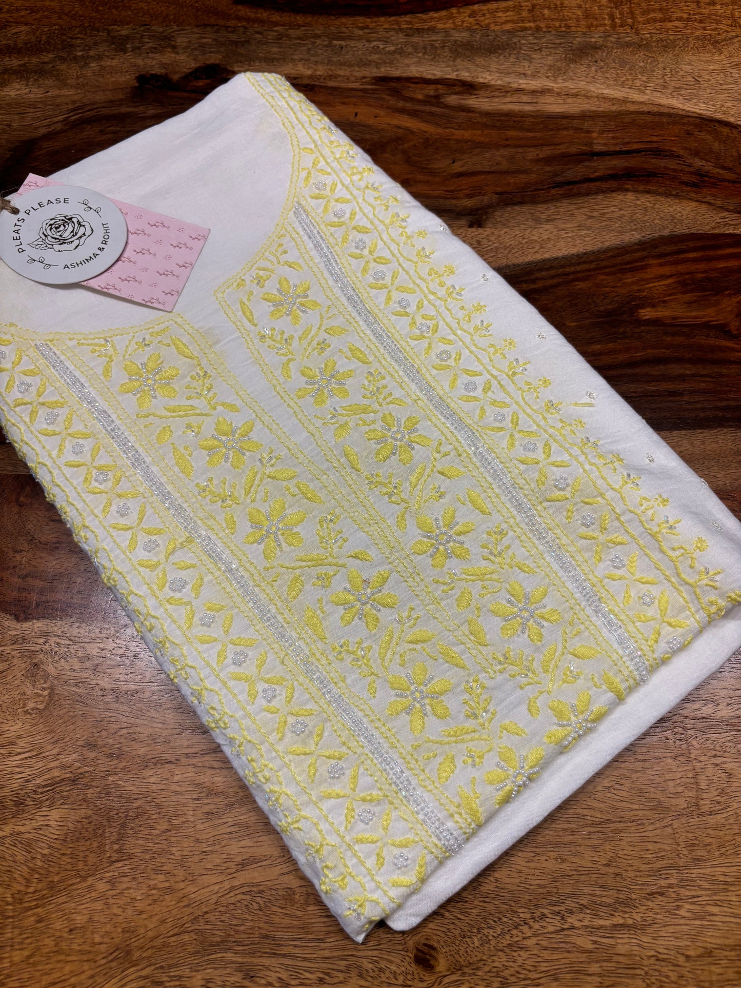 White  Mul Chikankari Kurta Fabric