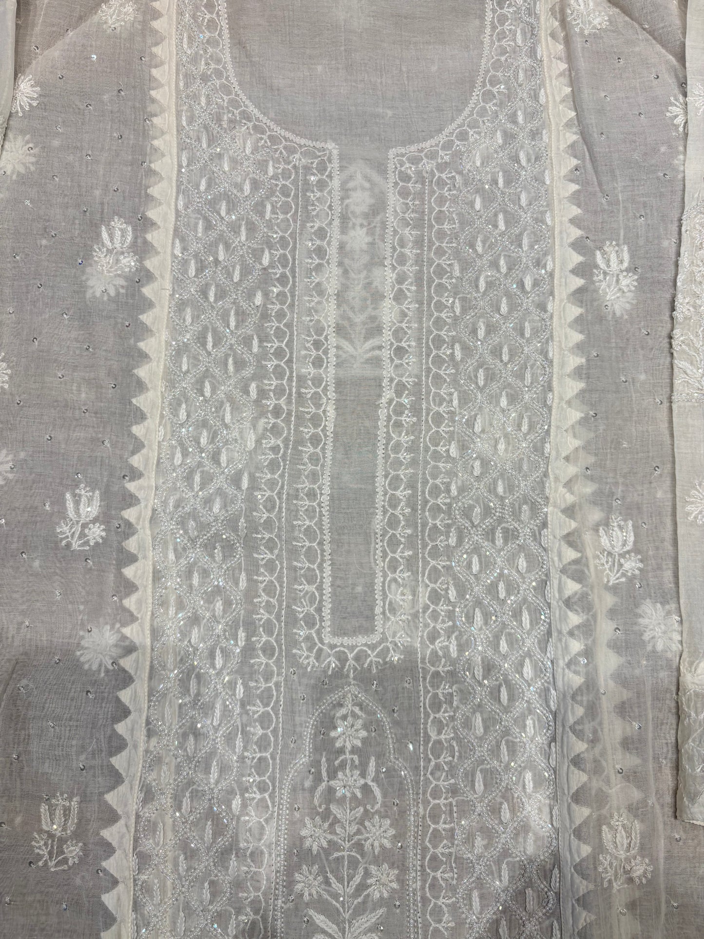 Dyeable Chanderi Mul Chikankari Kurta and Dupatta