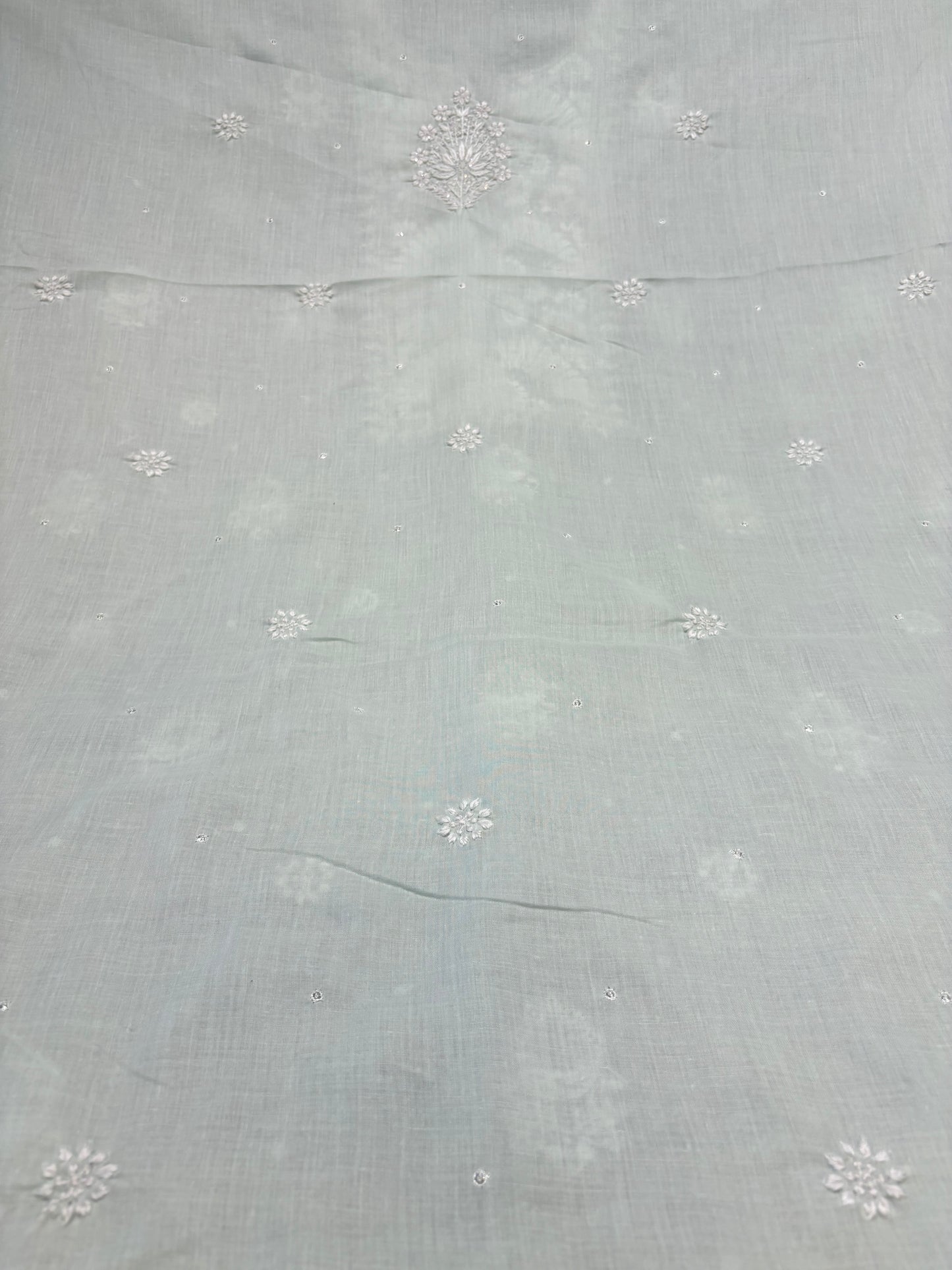 Peppermint Green Mul Chikankari Kurta Fabric