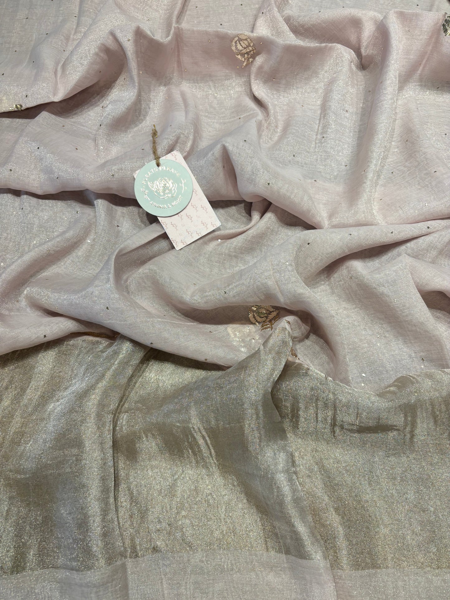 Lavender  Latte Tissue Badla Kurta and Dupatta Fabric