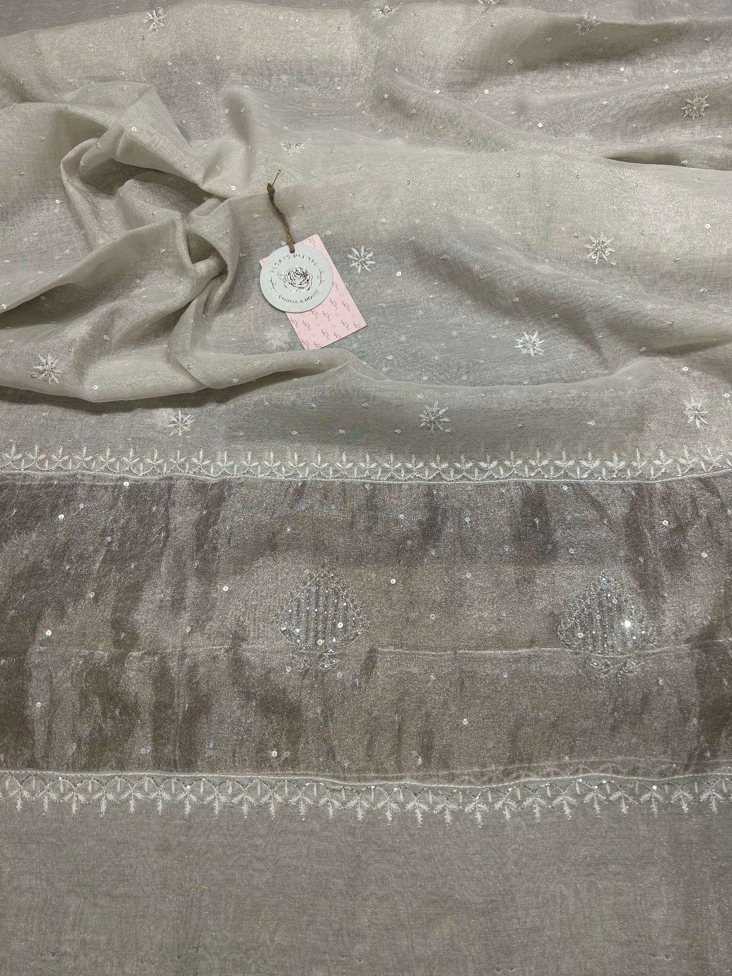 Silver Tissue Aline Anarkali &Dupatta