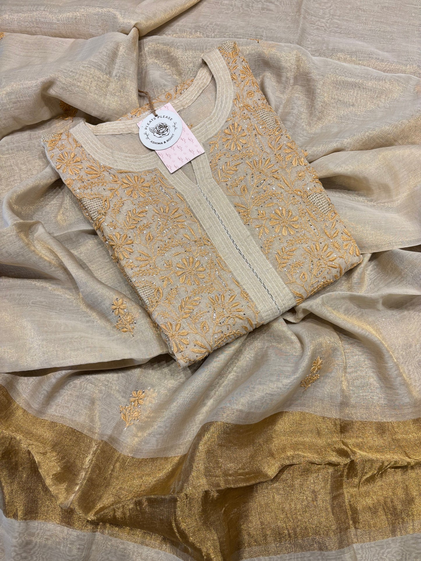 Dyeable Pure and Premium Tissue Straight Kurta and Dupatta set