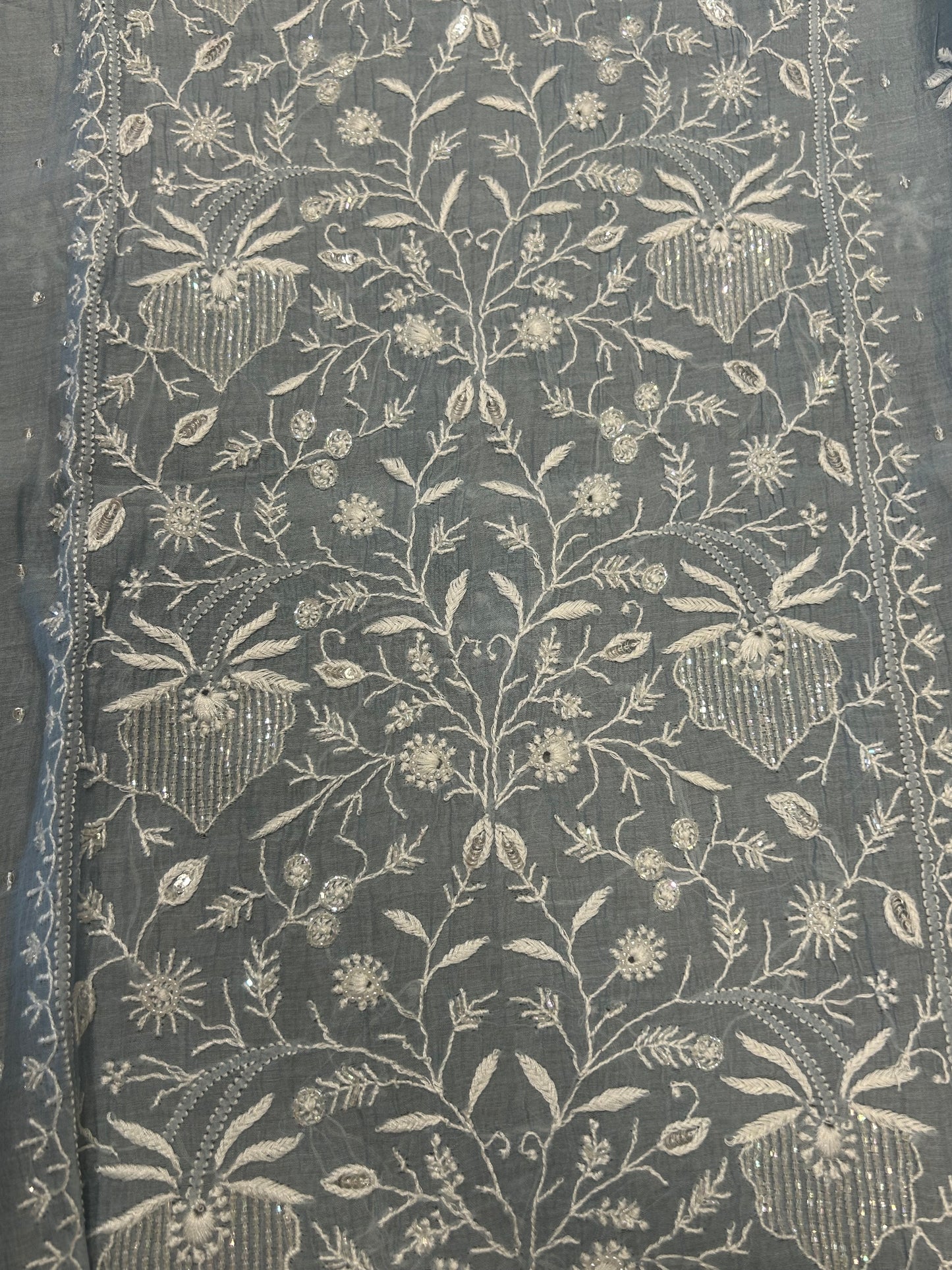 Baby Blue Chanderi Mul Chikankari Kurta and Dupatta
