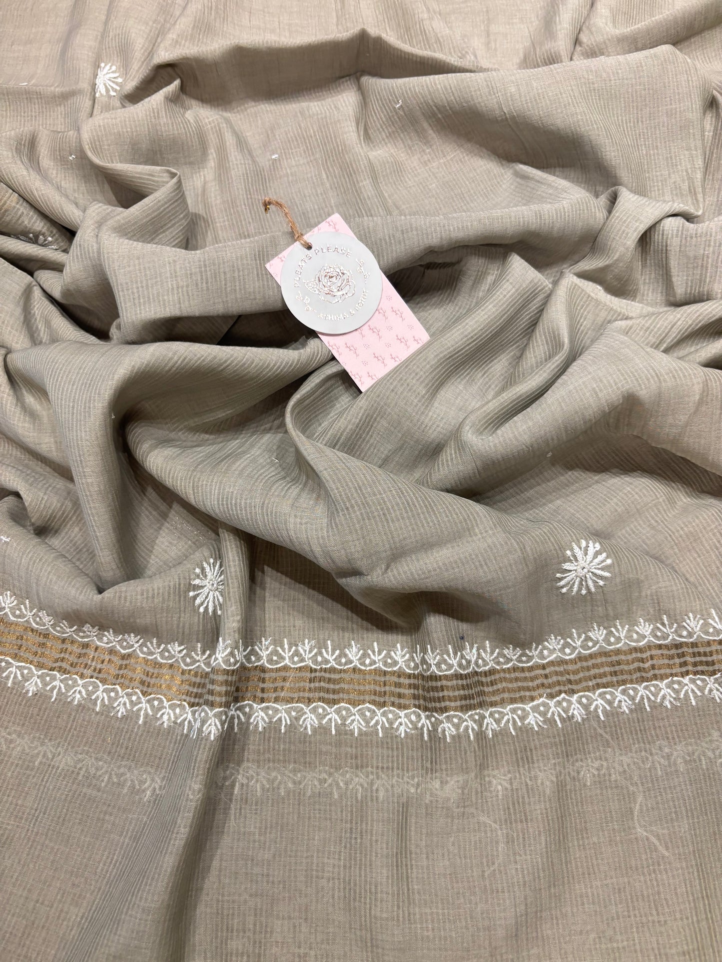 Green Tint Chanderi Maheshwari Anarkali and Dupatta set