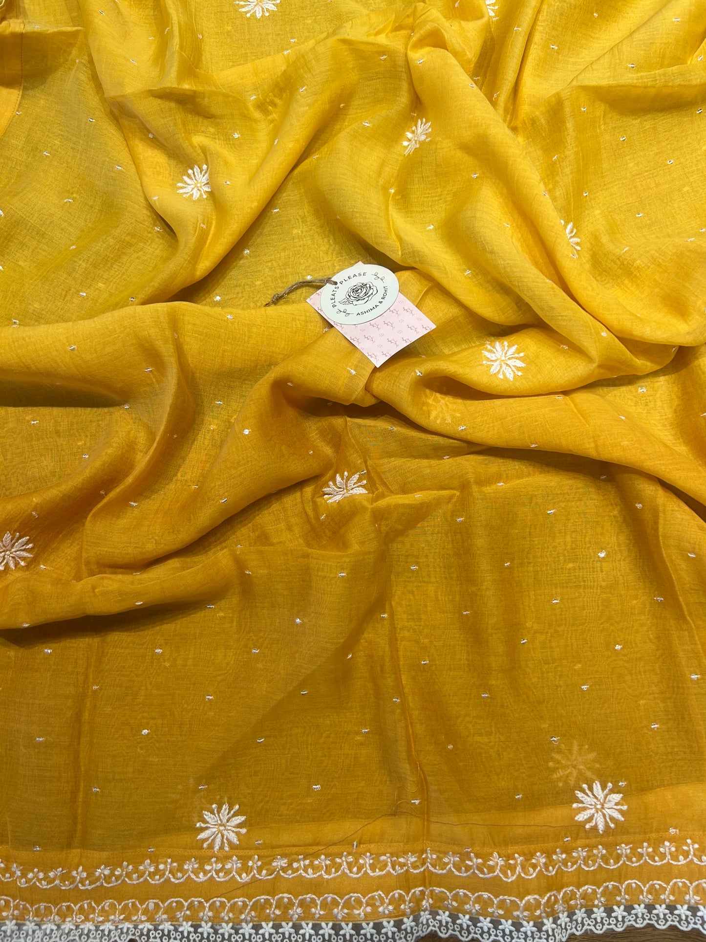 Yellow Ombre Chanderi Mul Chikankari Kurta and Dupatta
