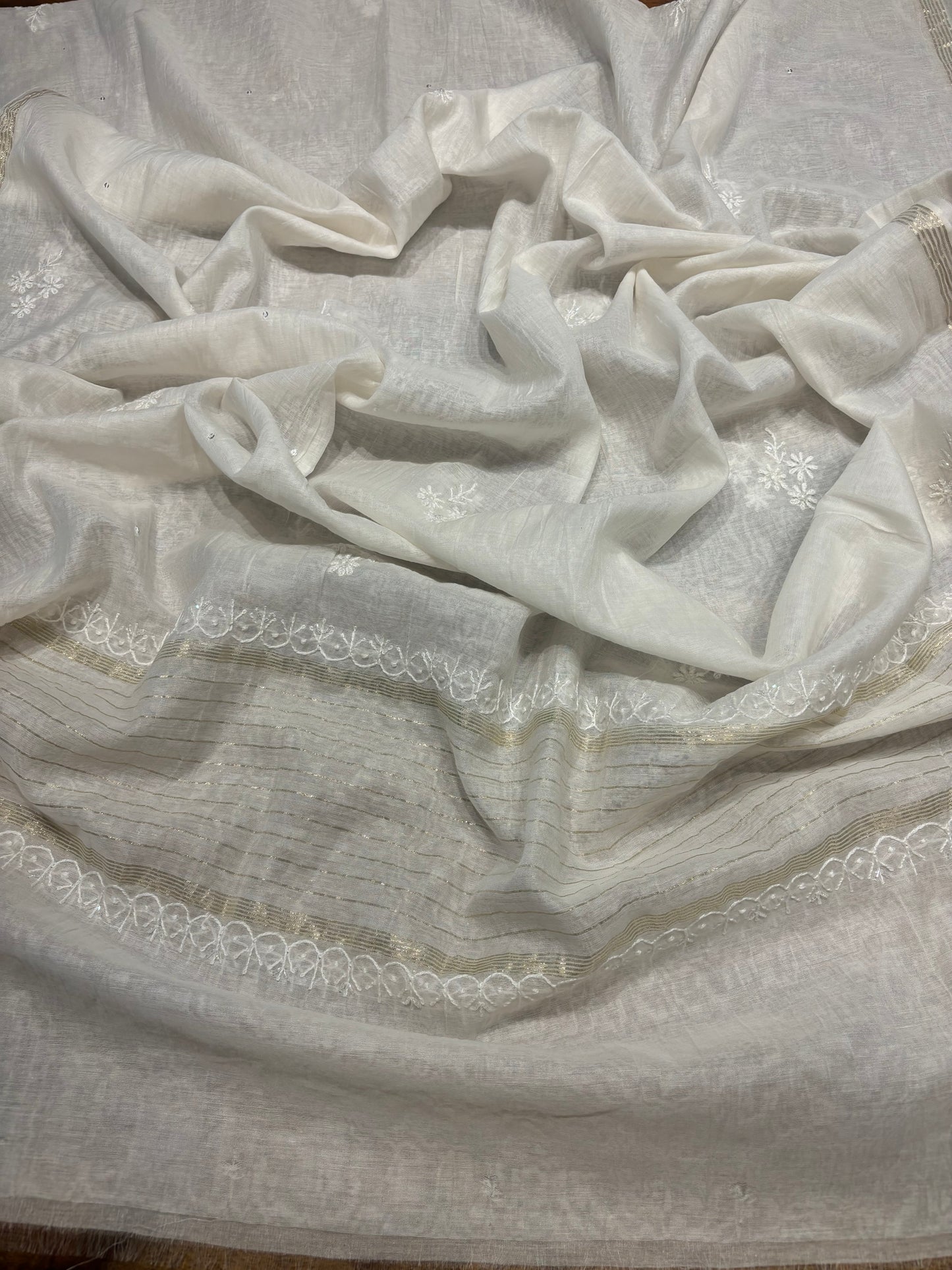 Dyeable Chanderi Mul Chikankari Kurta and Dupatta