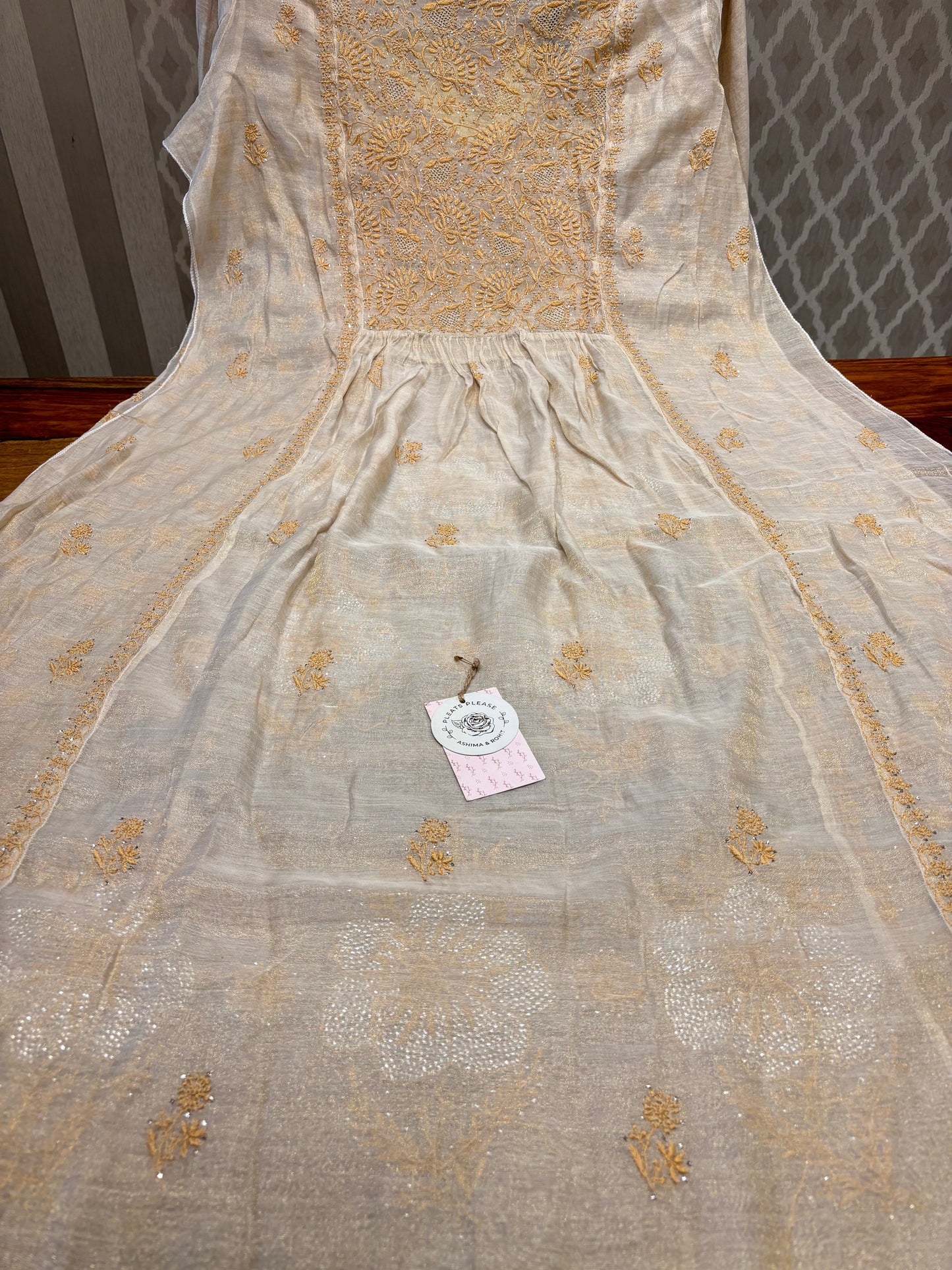 Dyeable Pure And Premium Tissue Angrakha And Dupatta Set