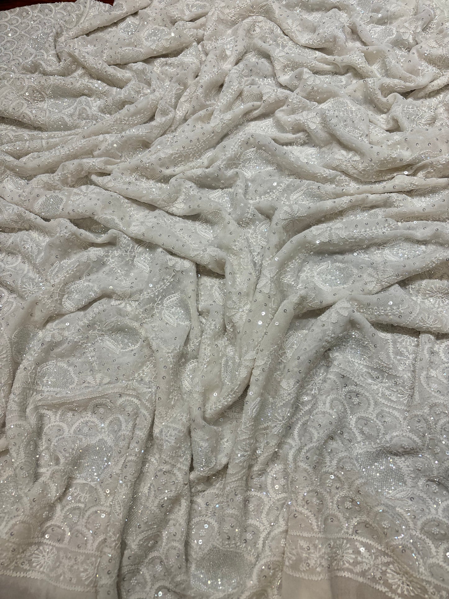 Dyeable Pure Georgette Chikankari Kurta and Dupatta Fabric
