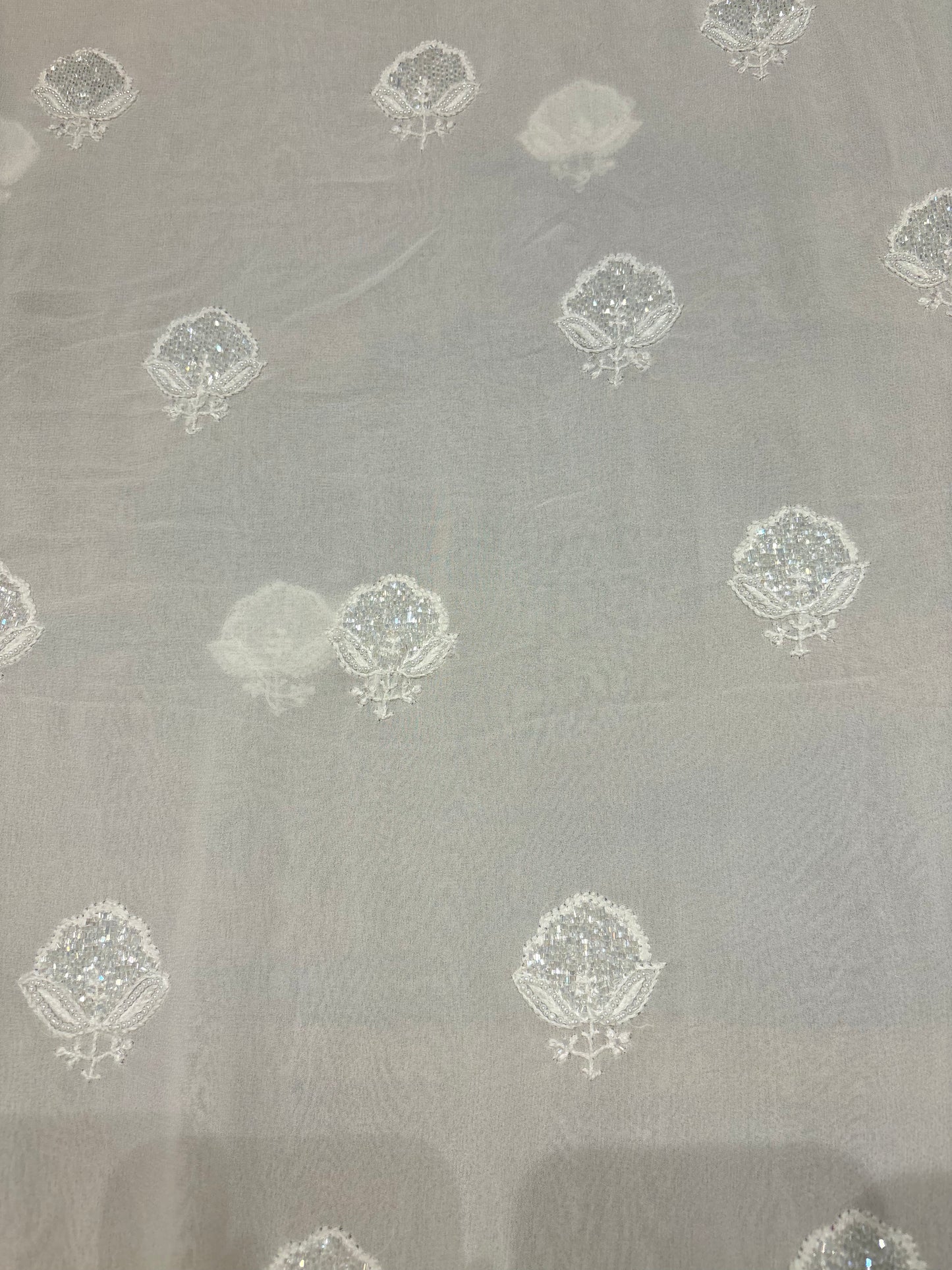 Dyeable Pure Georgette Chikankari Kurta and Dupatta Fabric