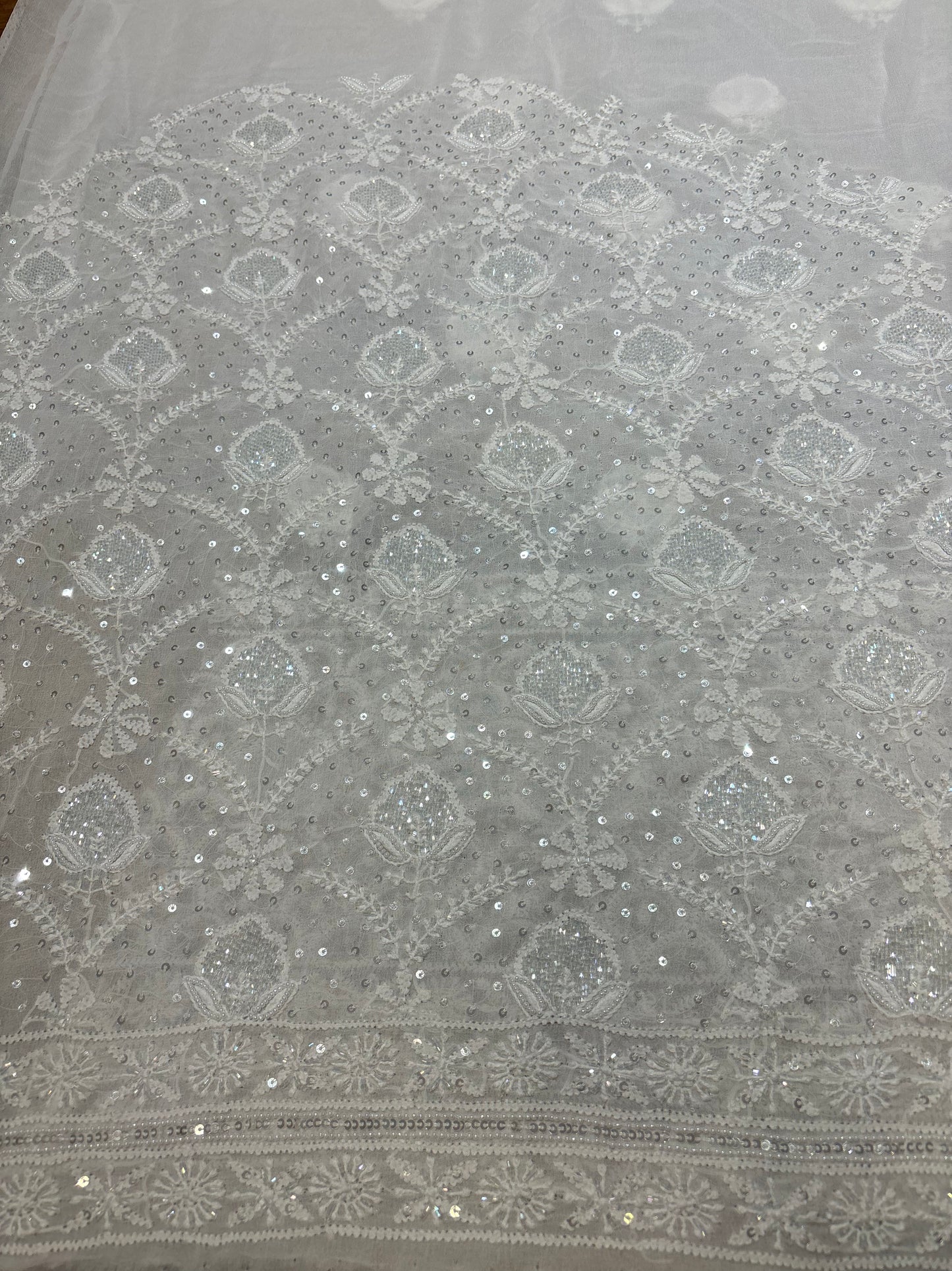 Dyeable Pure Georgette Chikankari Kurta and Dupatta Fabric