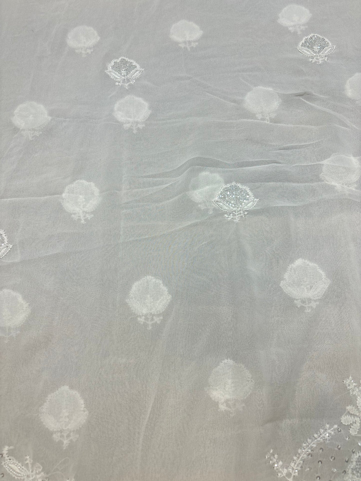 Dyeable Pure Georgette Chikankari Kurta and Dupatta Fabric