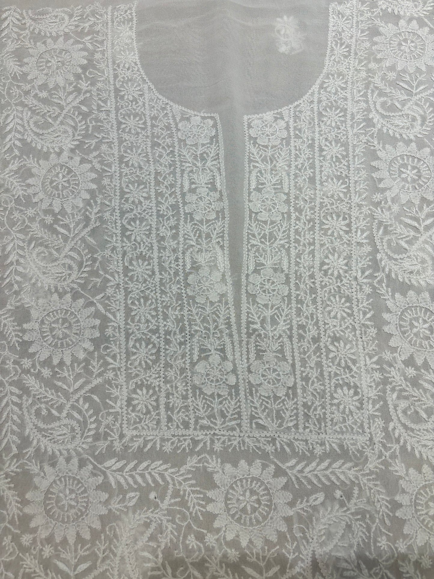 Dyeable Pure Georgette Chikankari Kurta and Dupatta Fabric