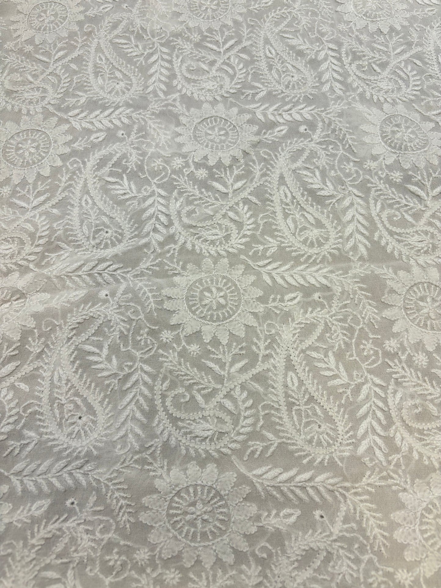 Dyeable Pure Georgette Chikankari Kurta and Dupatta Fabric