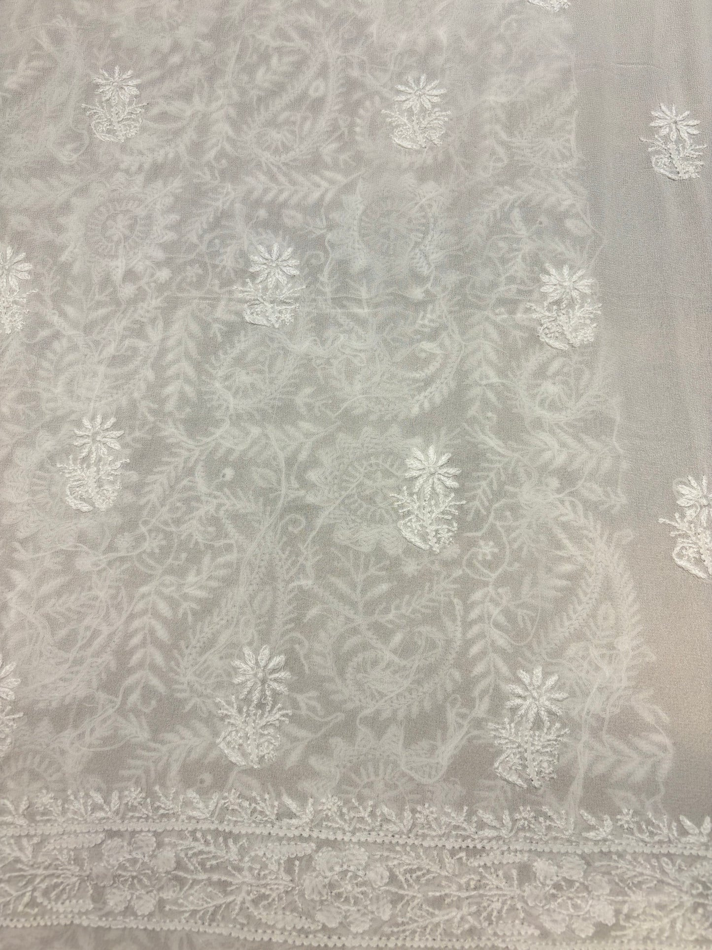 Dyeable Pure Georgette Chikankari Kurta and Dupatta Fabric