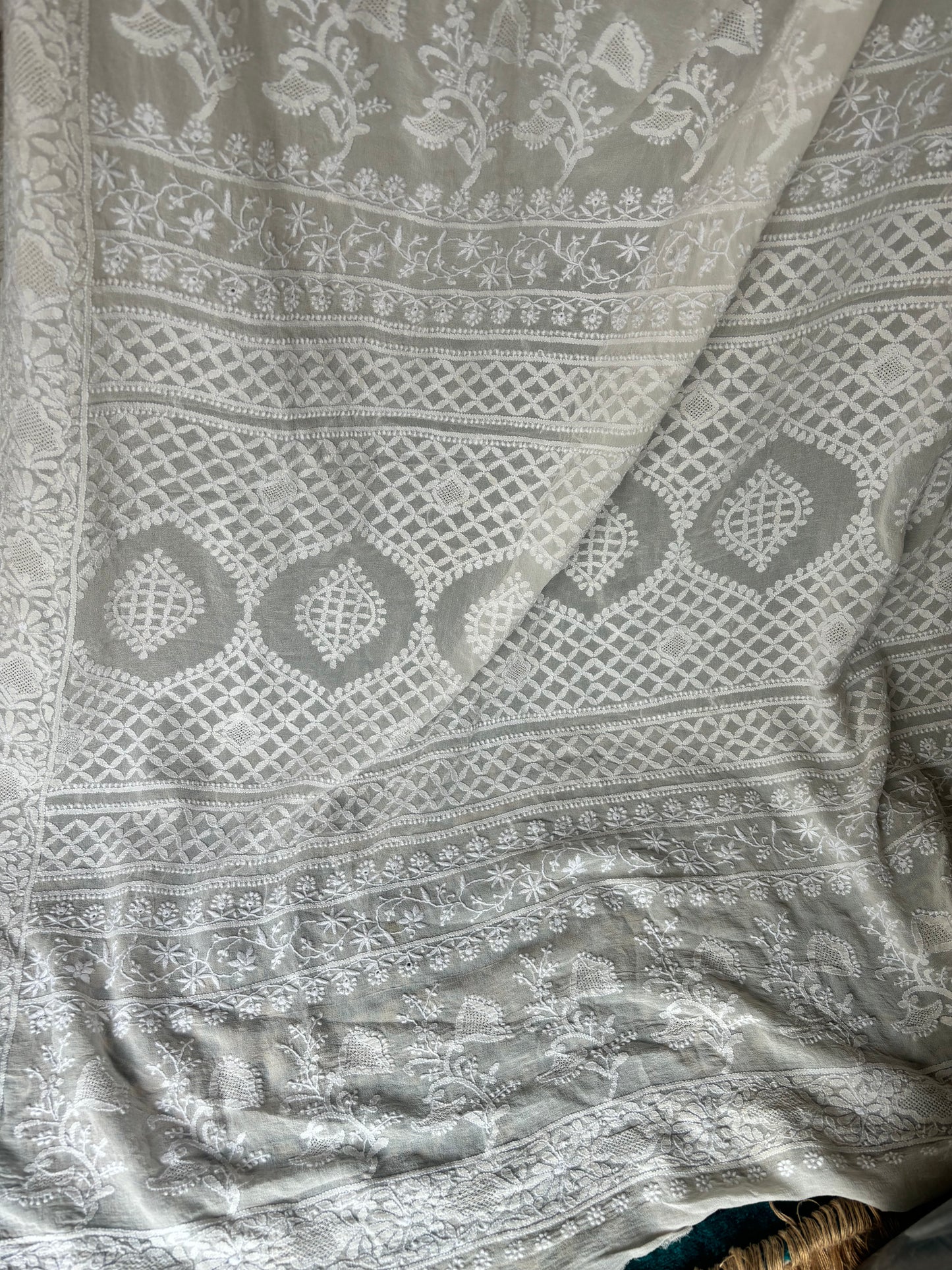 Dyeable Pure Georgette Chikankari Saree