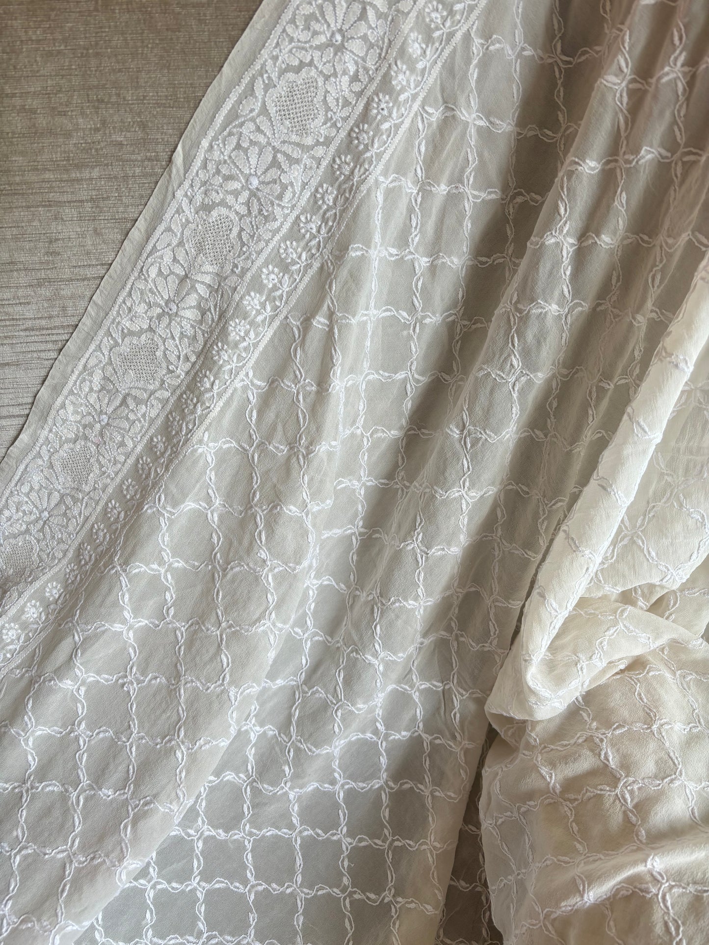 Dyeable Pure Georgette Chikankari Saree