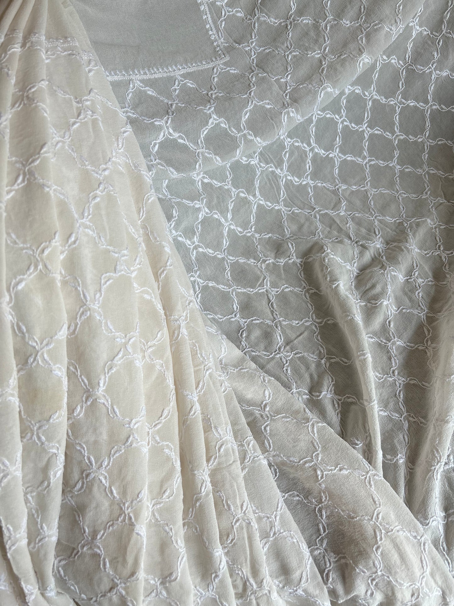 Dyeable Pure Georgette Chikankari Saree