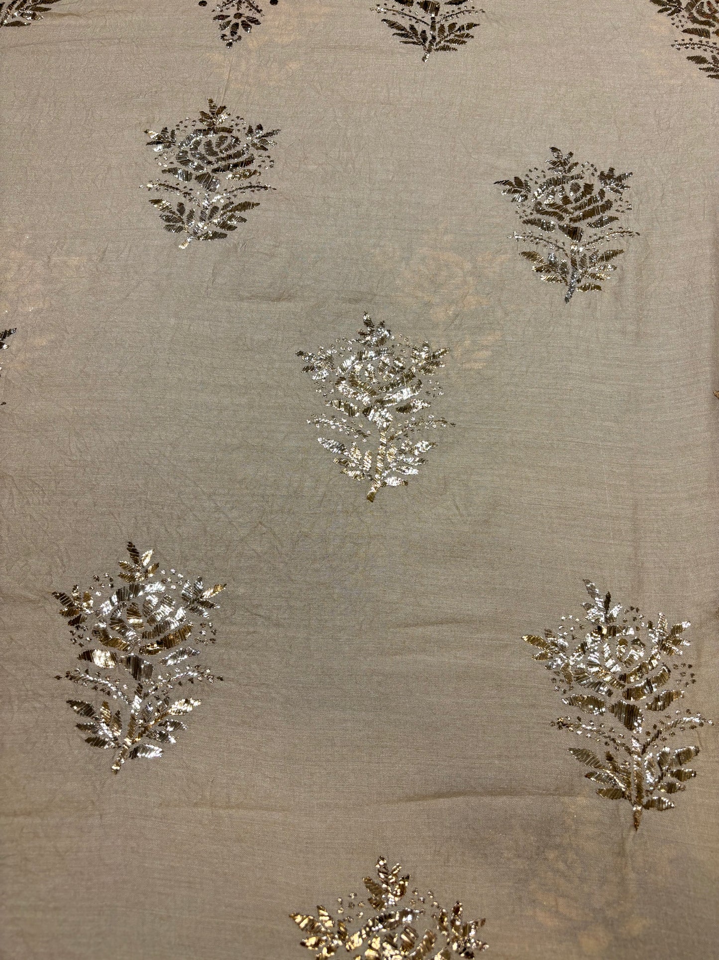 Natural Monga Silk Badla 3pc Suit Set Fabric