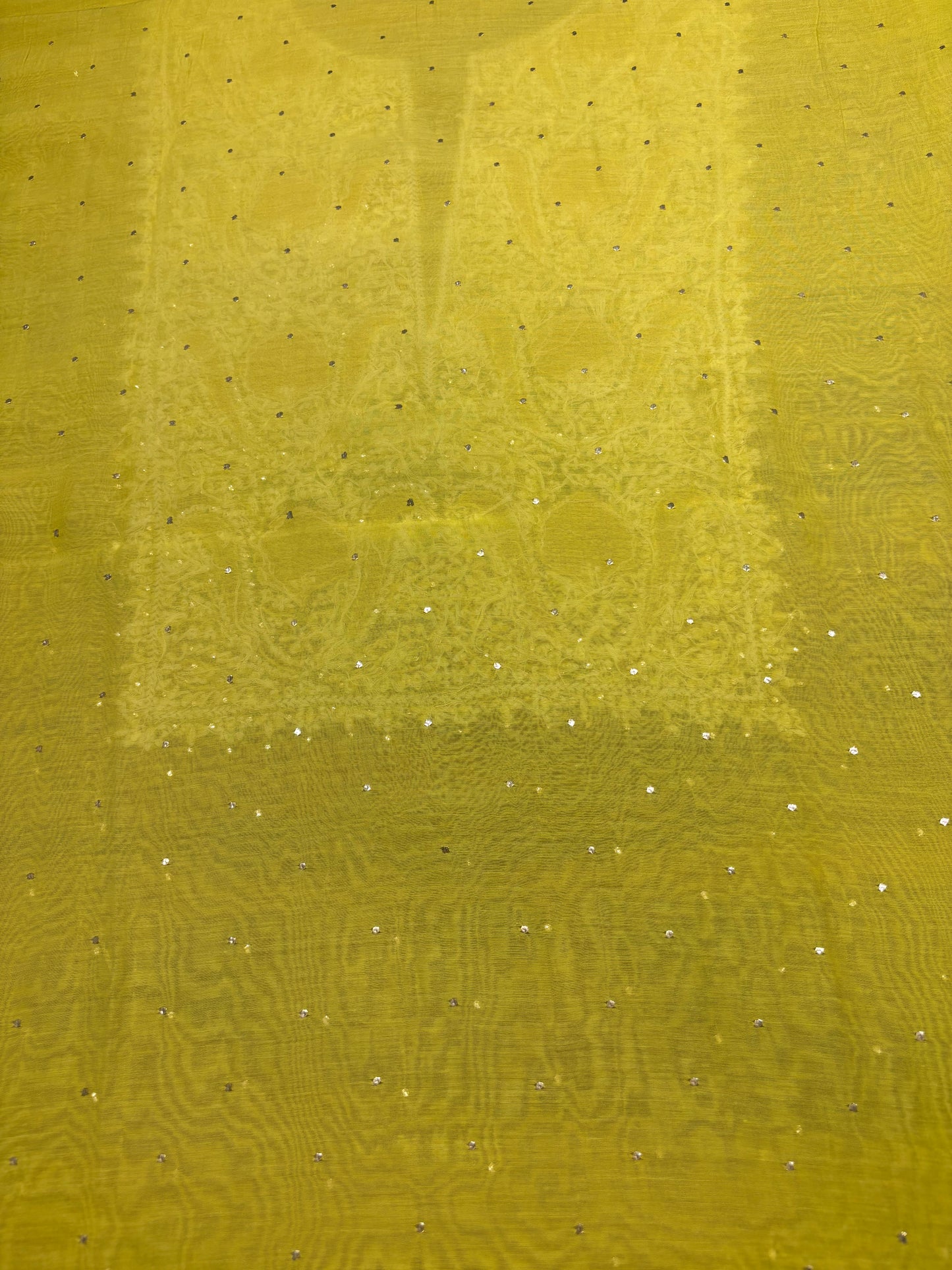 Lime Yellow Chanderi Mul Chikankari Kurta and Dupatta Fabric