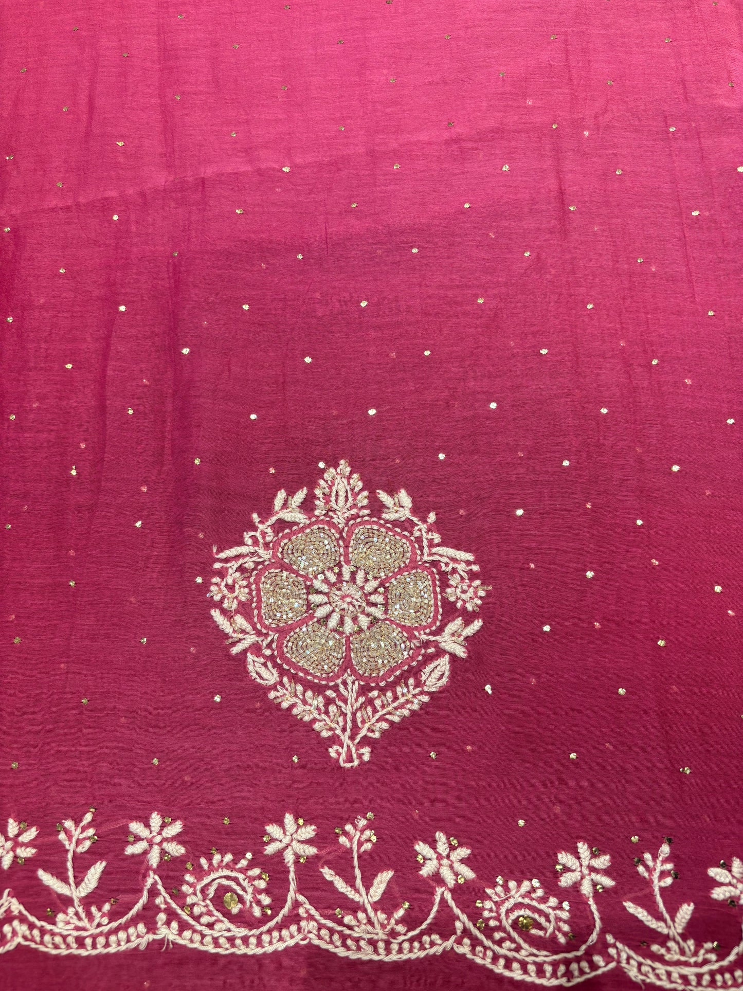 Magenta Chanderi Mul Chikankari Kurta and Dupatta Fabric