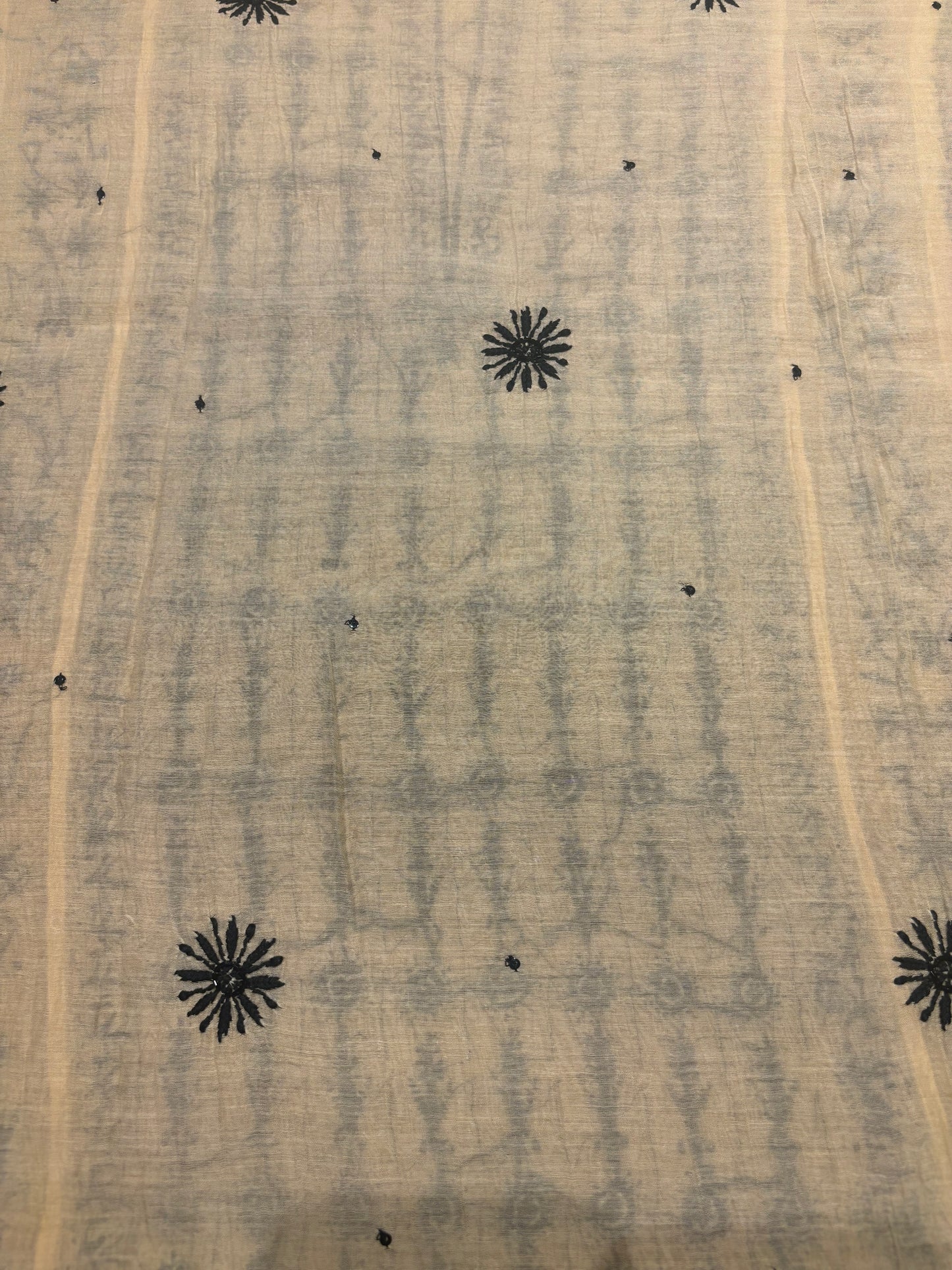 Beige and Black Chanderi Mul  Chikankari Kurta and Dupatta