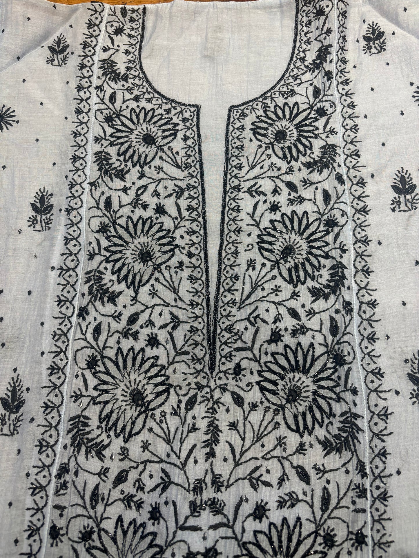 Ice Blue Chanderi Mul Chikankari Kurta and Dupatta