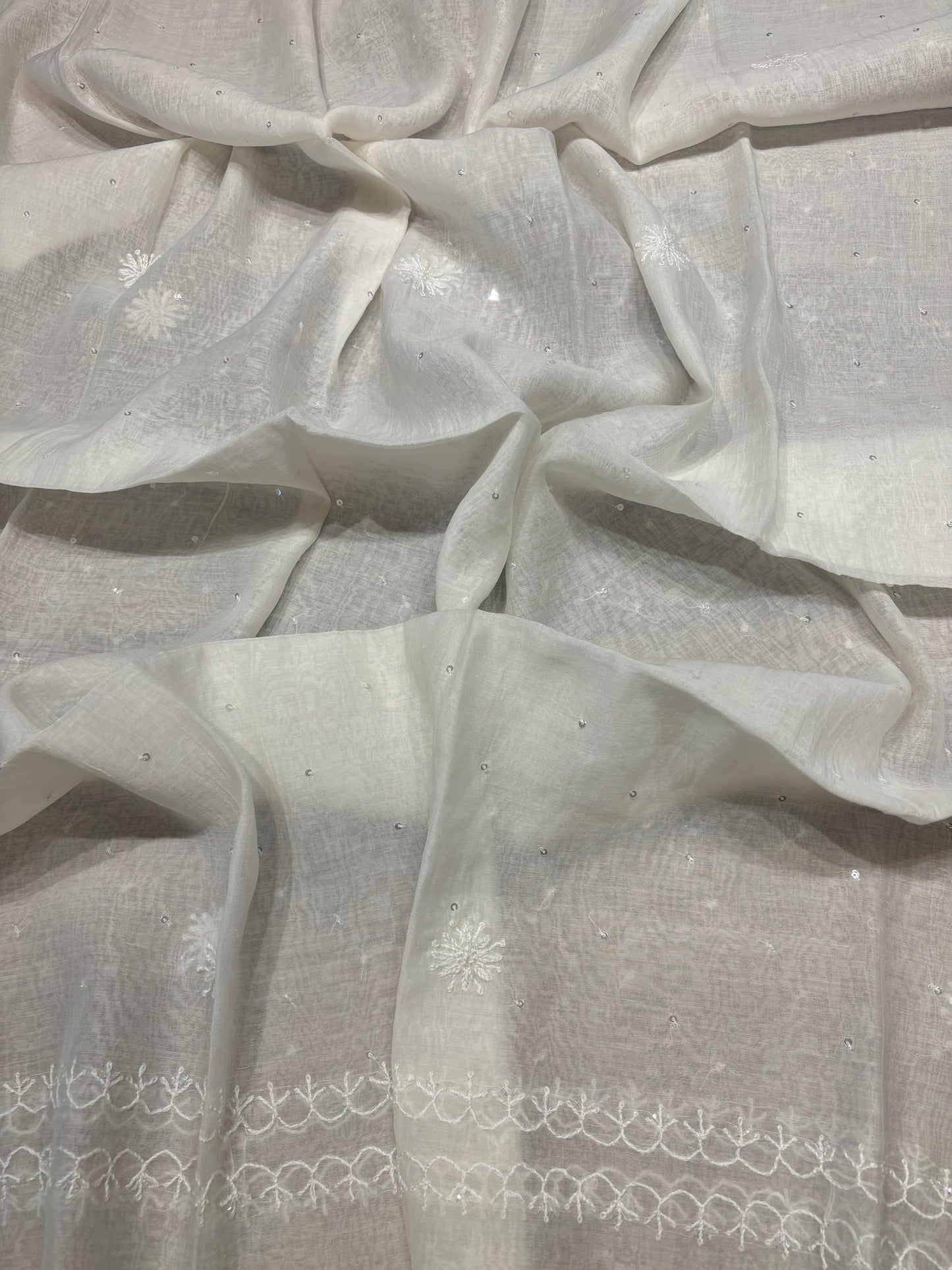 Dyeable Chanderi Mul Chikankari Kurta and Dupatta