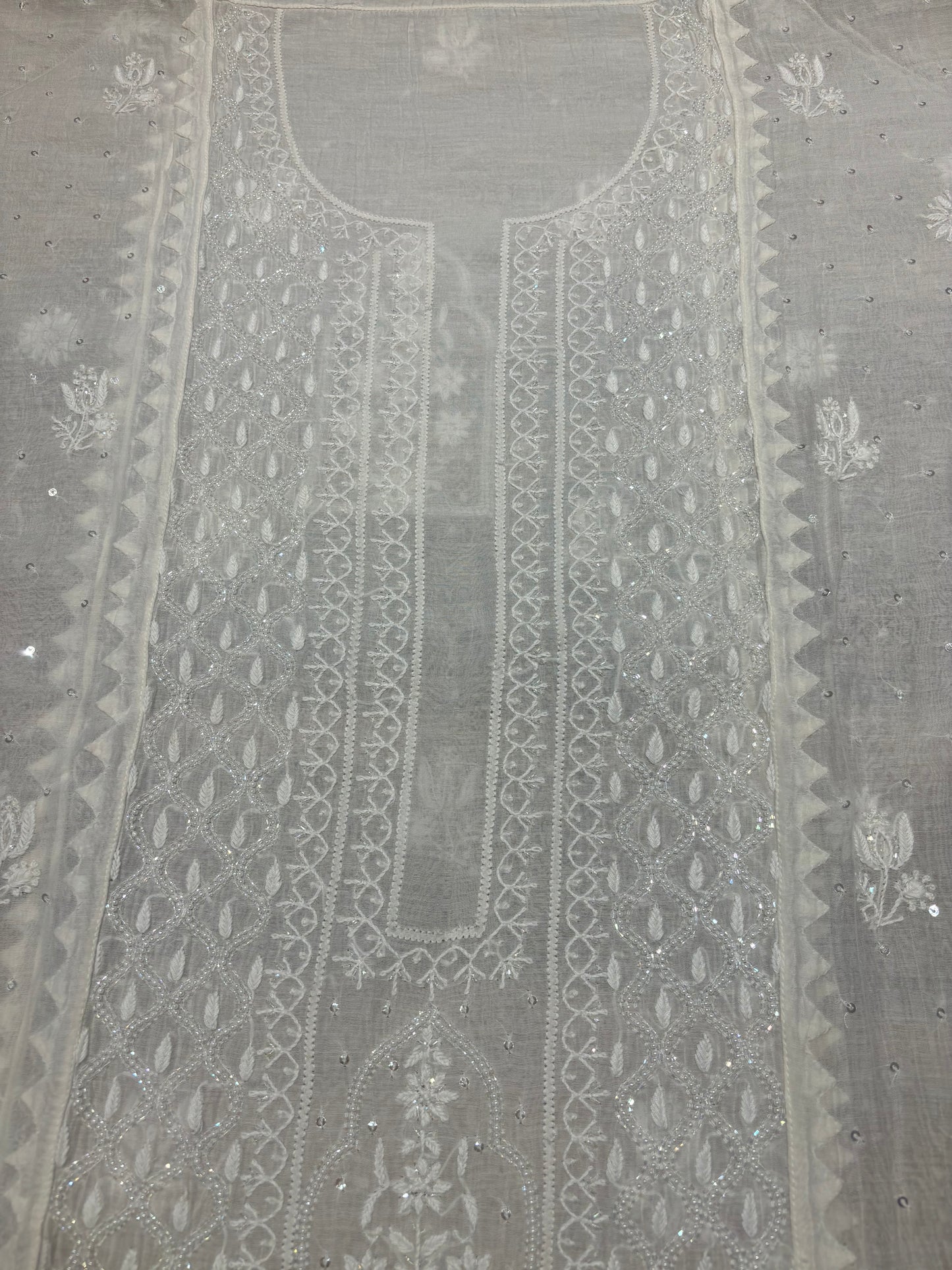 Dyeable Chanderi Mul Chikankari Kurta and Dupatta