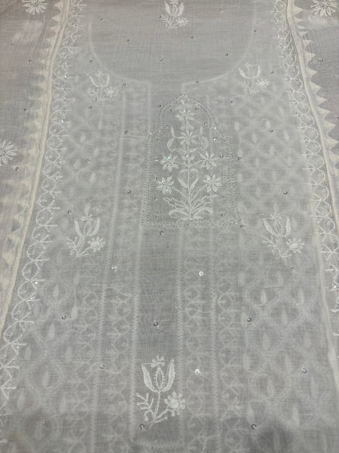 Dyeable Chanderi Mul Chikankari Kurta and Dupatta