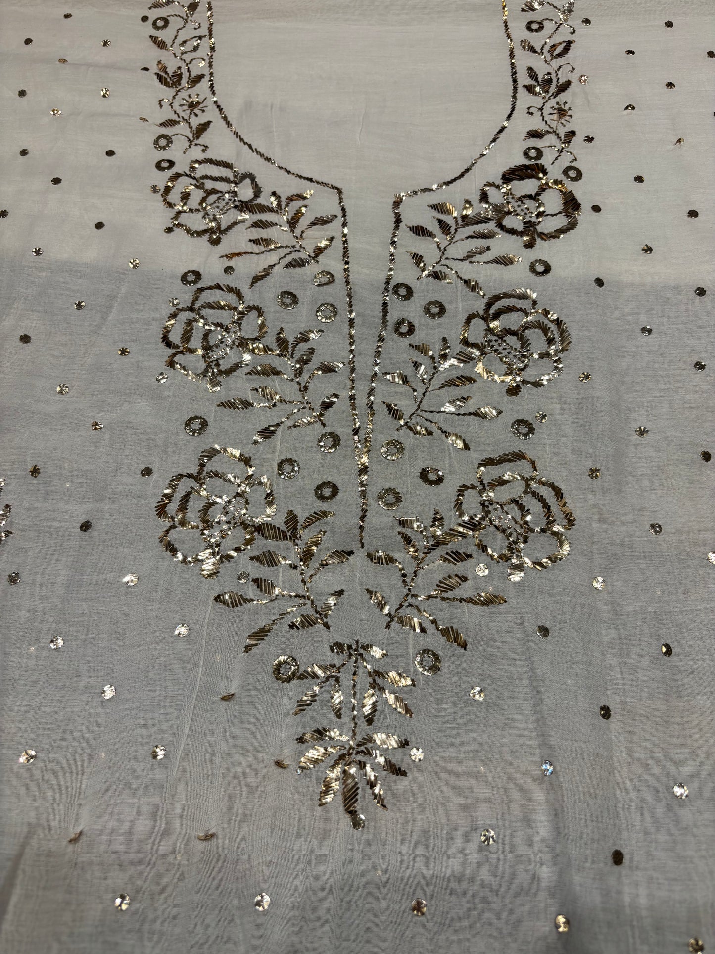 Dyeable Chanderi Mul Badla Kurta and Dupatta Fabric