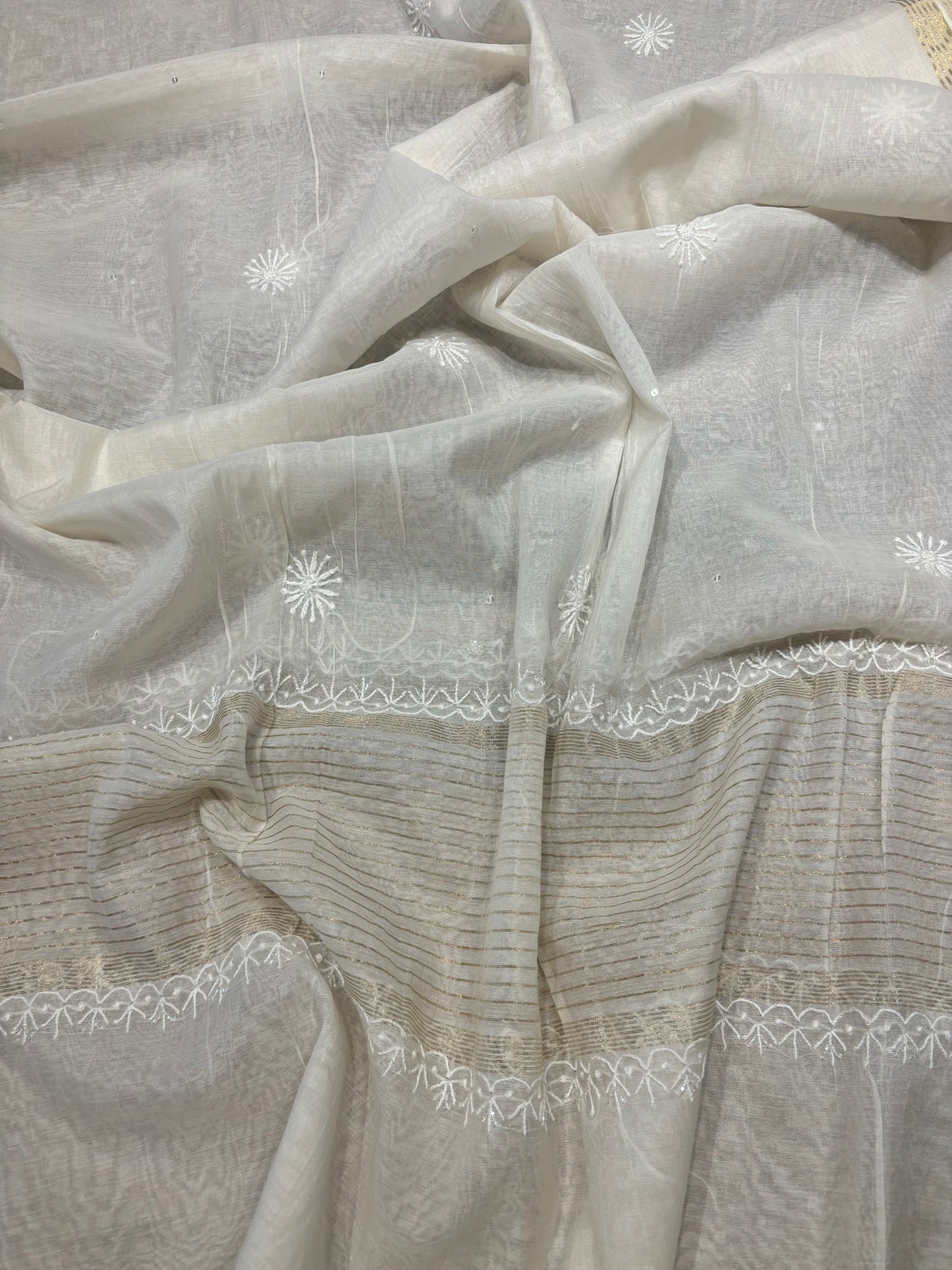 Dyeable Chanderi Mul Chikankari Kurta and Dupatta