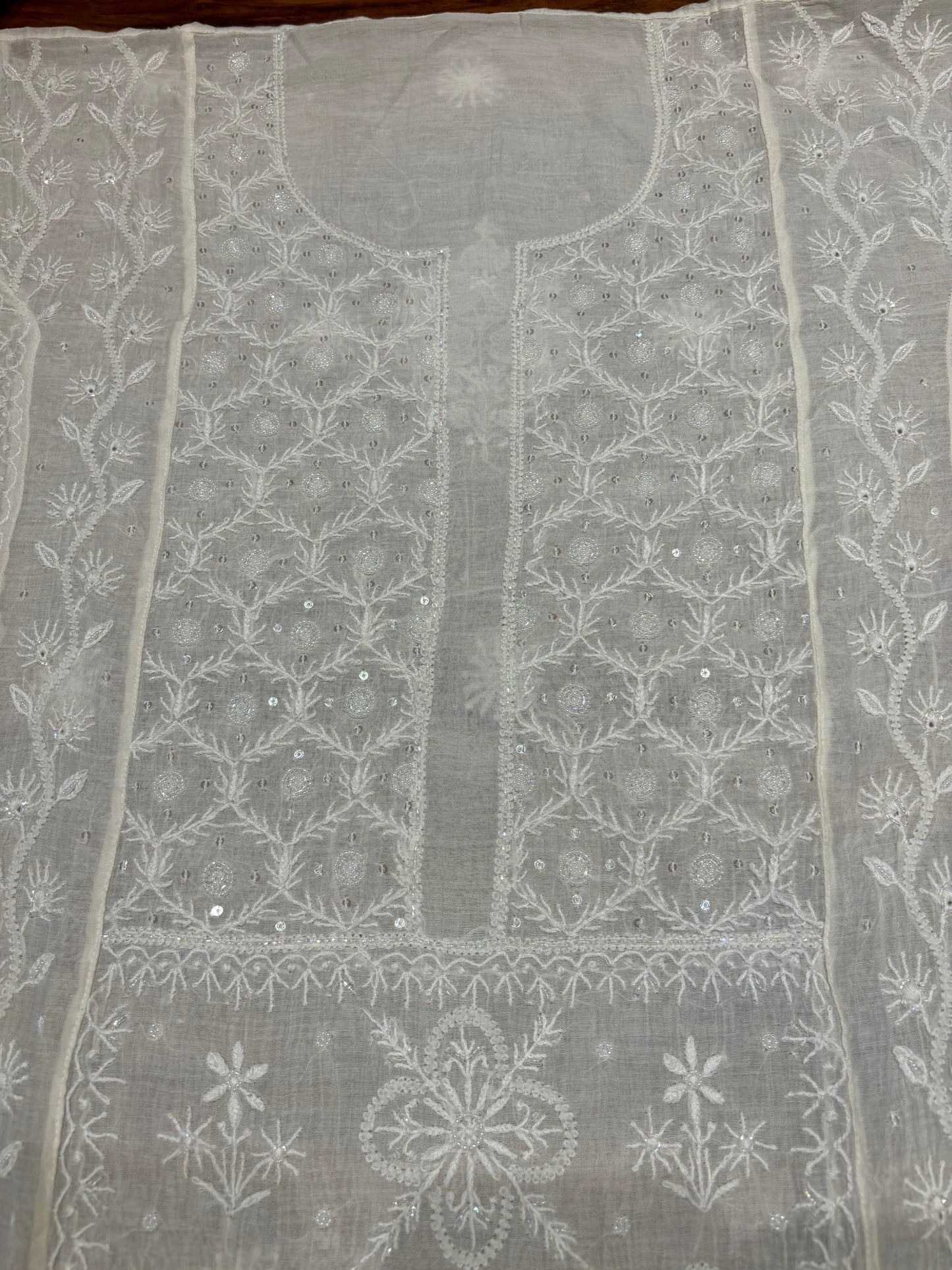 Dyeable Chanderi Mul Chikankari Kurta and Dupatta